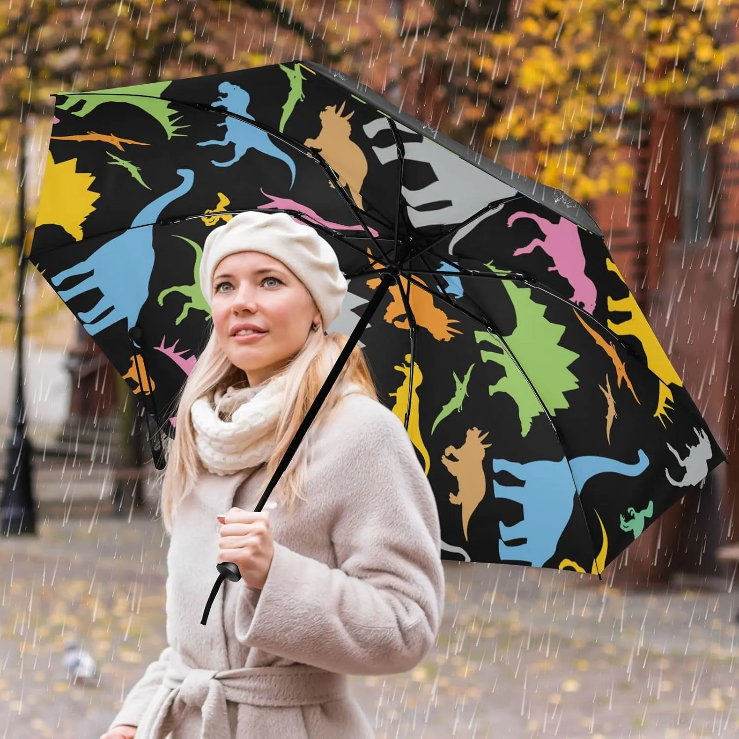 Oyihfvs Automatic Umbrella, Folding Umbrella Reinforced Anti-UV Sun rain Auto Open/Close