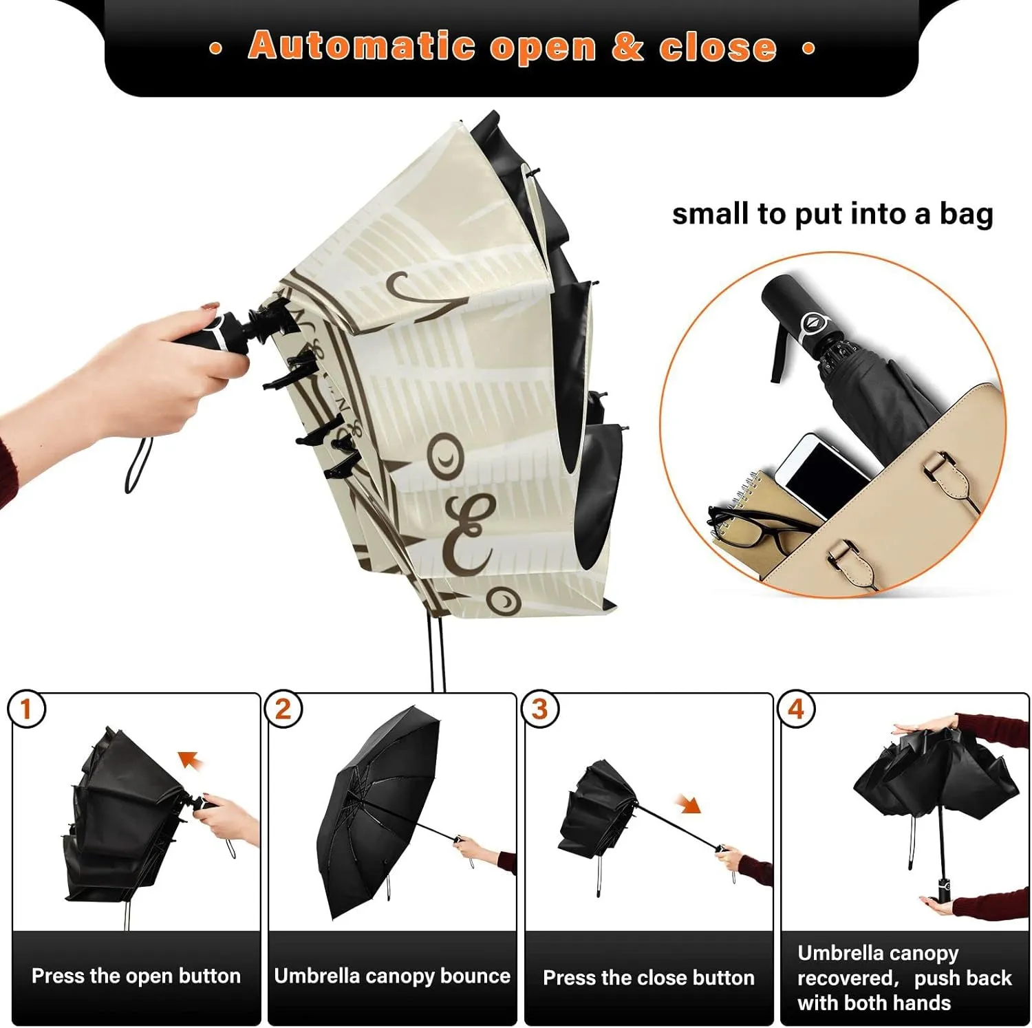 Oyihfvs Automatic Umbrella, Folding Umbrella Reinforced Anti-UV Sun rain Auto Open/Close