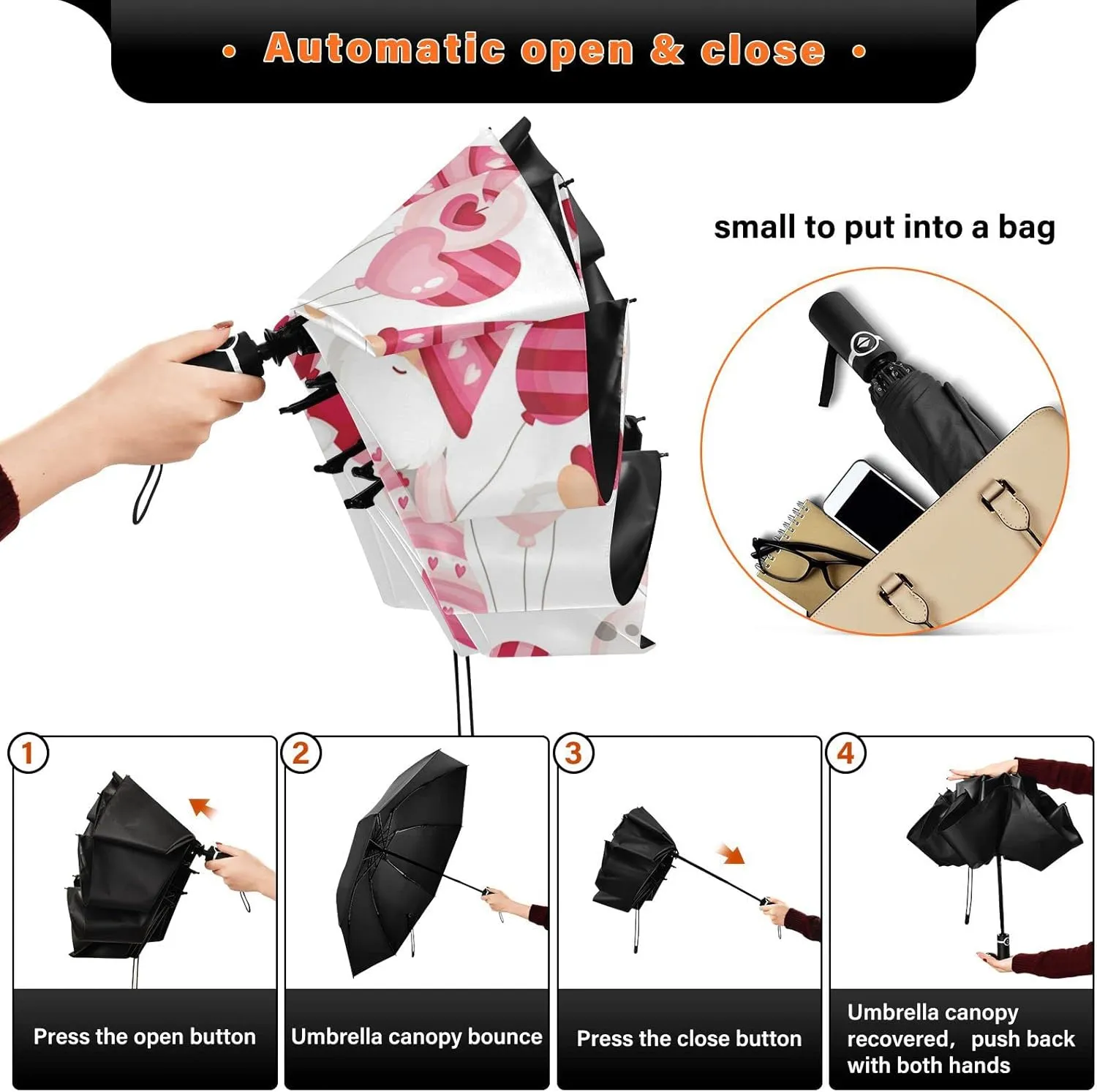 Oyihfvs Automatic Umbrella, Folding Umbrella Reinforced Anti-UV Sun rain Auto Open/Close