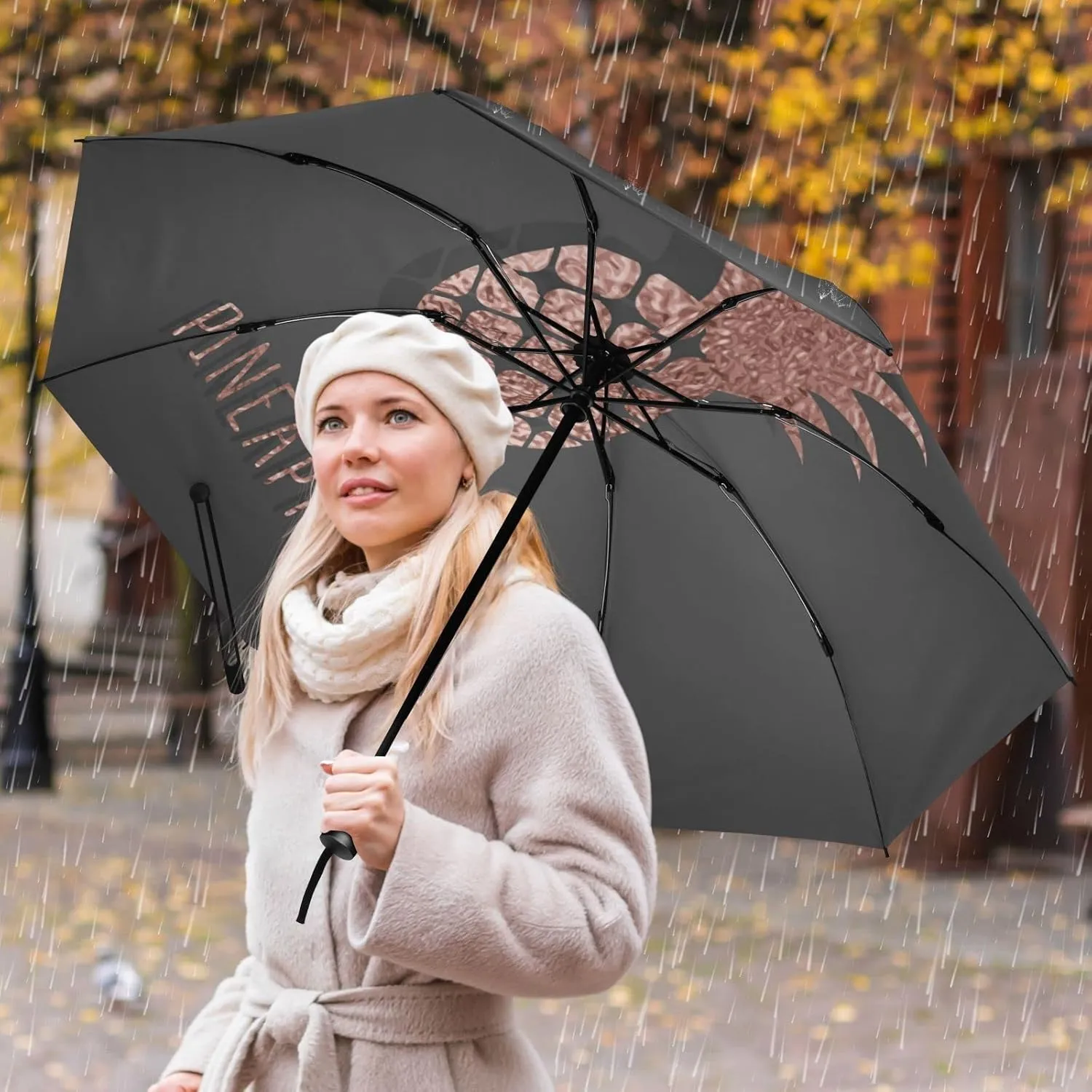 Oyihfvs Automatic Umbrella, Folding Umbrella Reinforced Anti-UV Sun rain Auto Open/Close