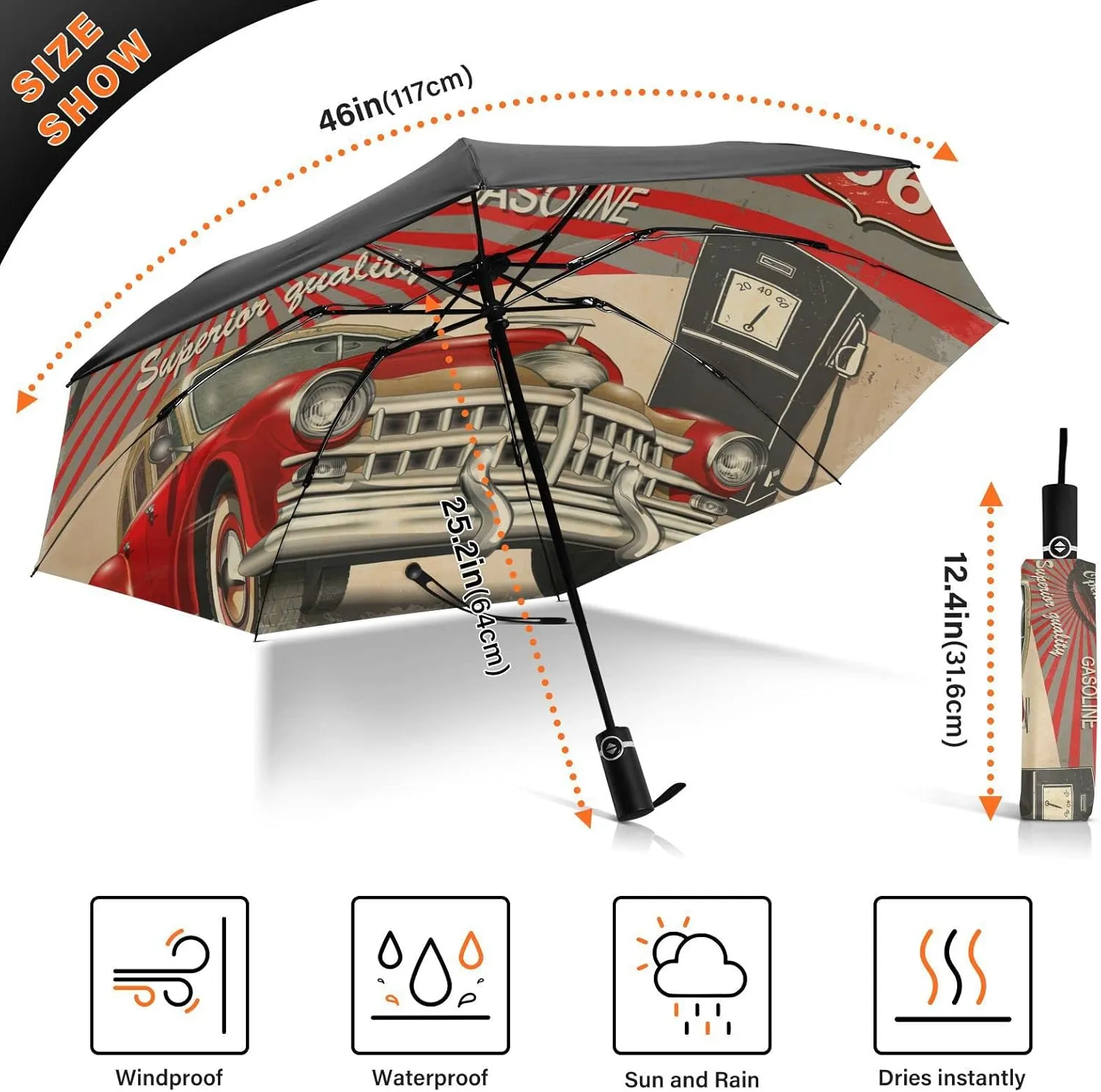 Oyihfvs Automatic Umbrella, Folding Umbrella Reinforced Anti-UV Sun rain Auto Open/Close