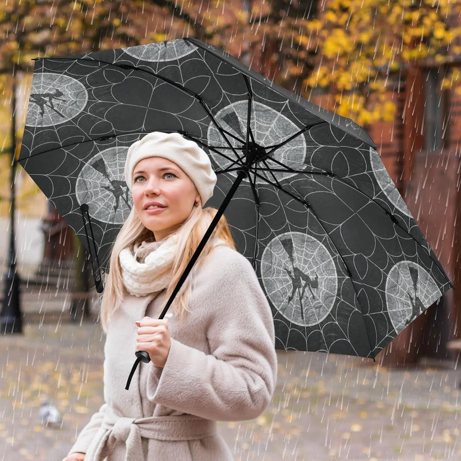 Oyihfvs Automatic Umbrella, Folding Umbrella Reinforced Anti-UV Sun rain Auto Open/Close