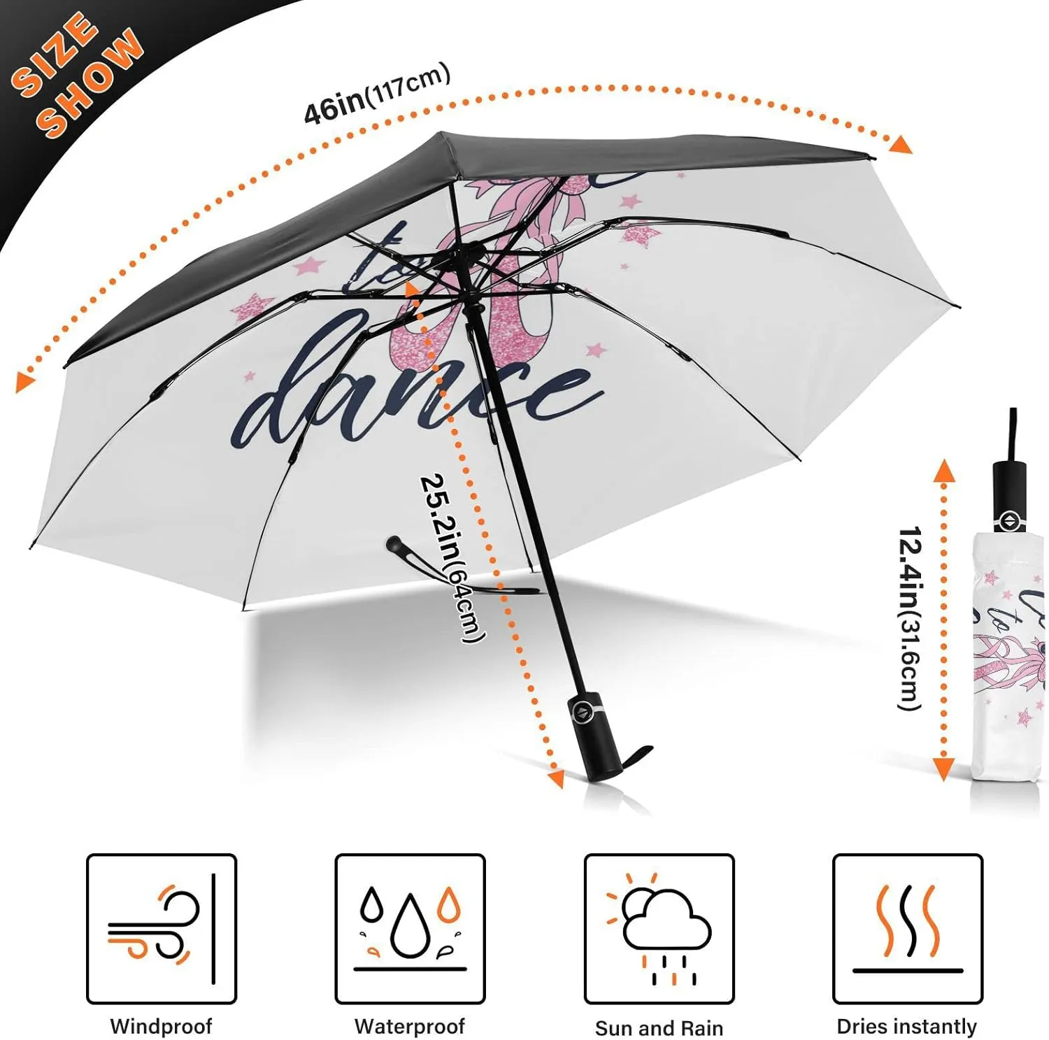 Oyihfvs Automatic Umbrella, Folding Umbrella Reinforced Anti-UV Sun rain Auto Open/Close