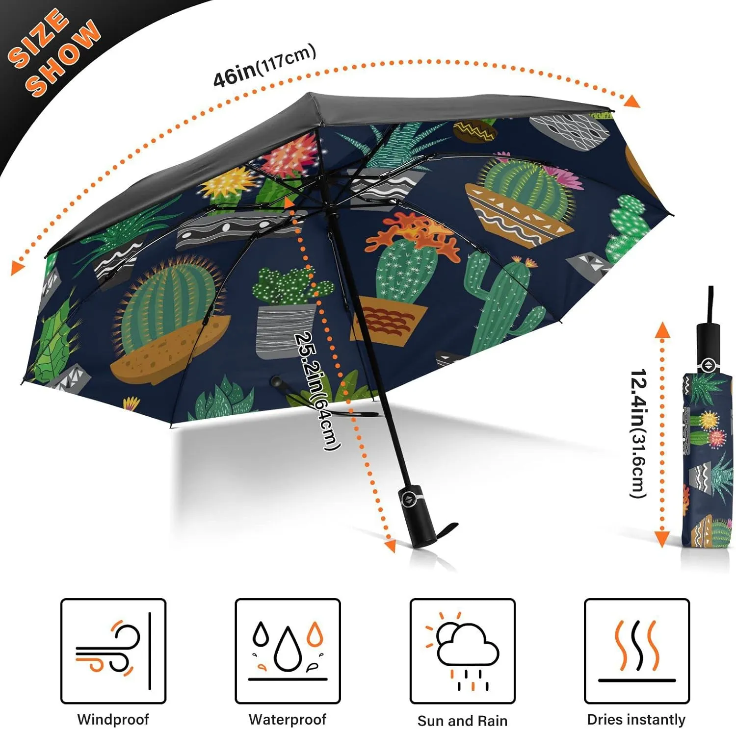 Oyihfvs Automatic Umbrella, Folding Umbrella Reinforced Anti-UV Sun rain Auto Open/Close