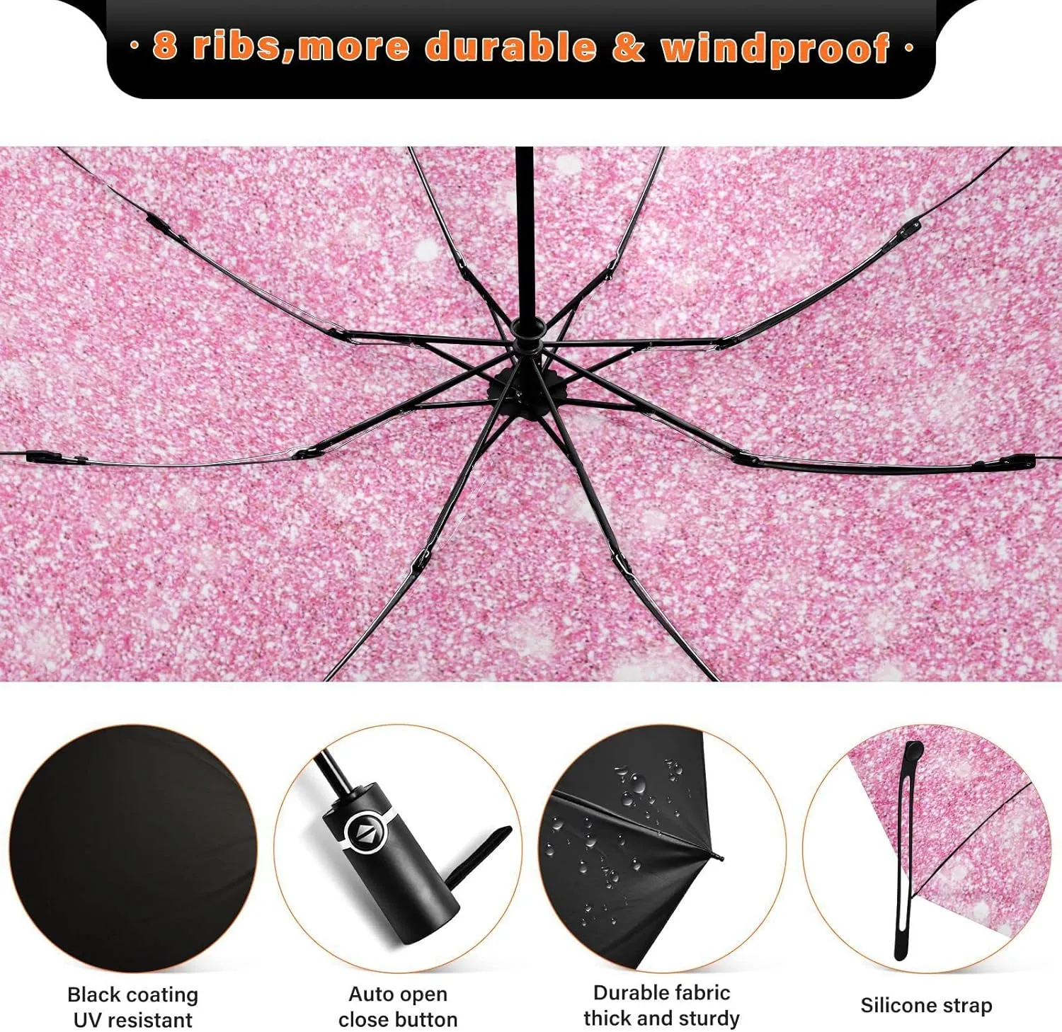 Oyihfvs Automatic Umbrella, Folding Umbrella Reinforced Anti-UV Sun rain Auto Open/Close