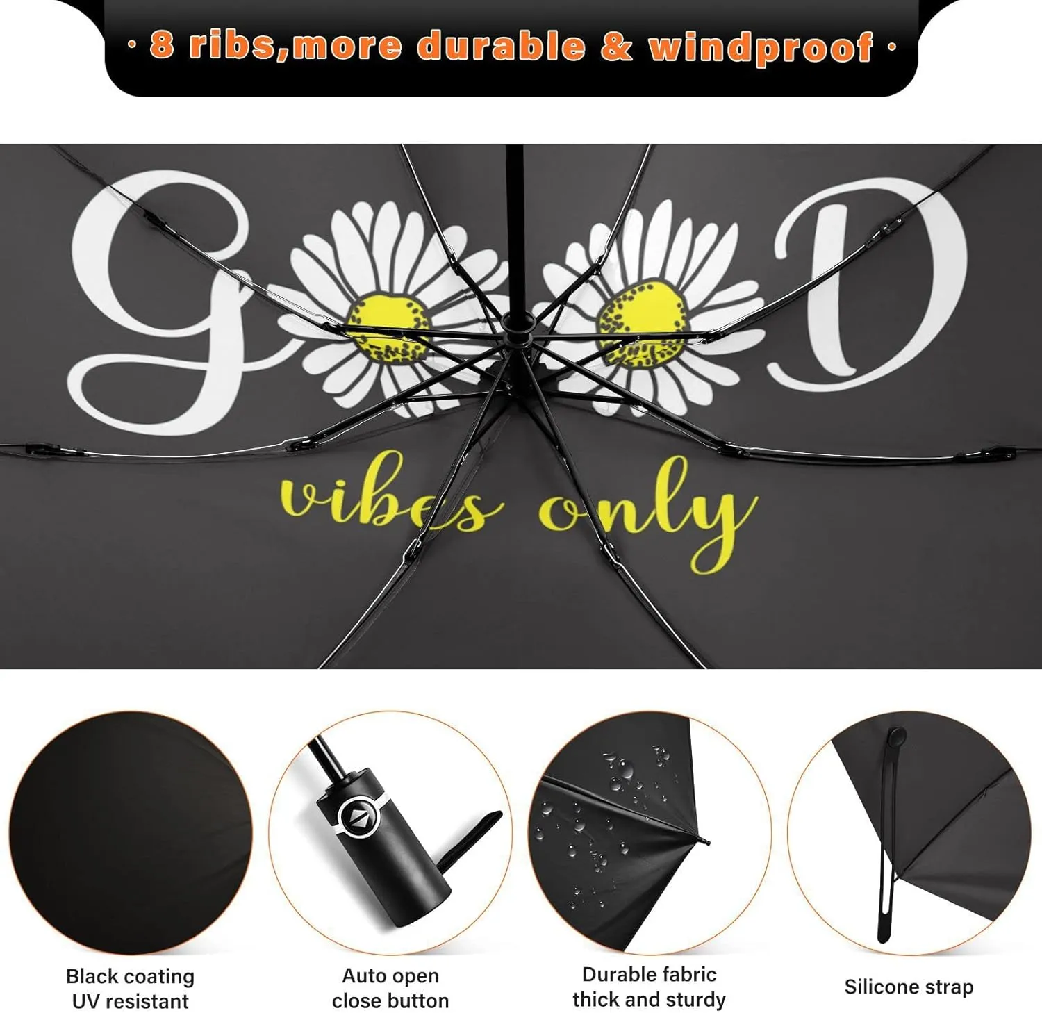 Oyihfvs Automatic Umbrella, Folding Umbrella Reinforced Anti-UV Sun rain Auto Open/Close