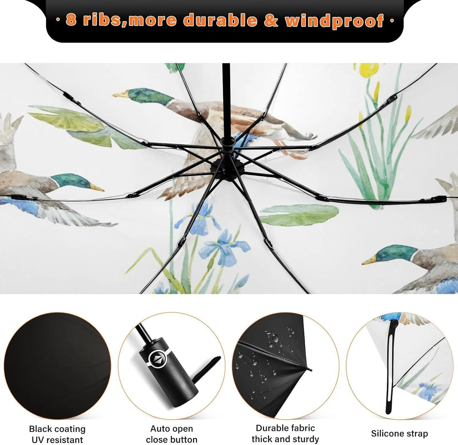 Oyihfvs Automatic Umbrella, Folding Umbrella Reinforced Anti-UV Sun rain Auto Open/Close