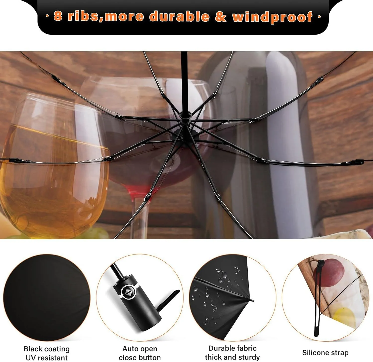 Oyihfvs Automatic Umbrella, Folding Umbrella Reinforced Anti-UV Sun rain Auto Open/Close