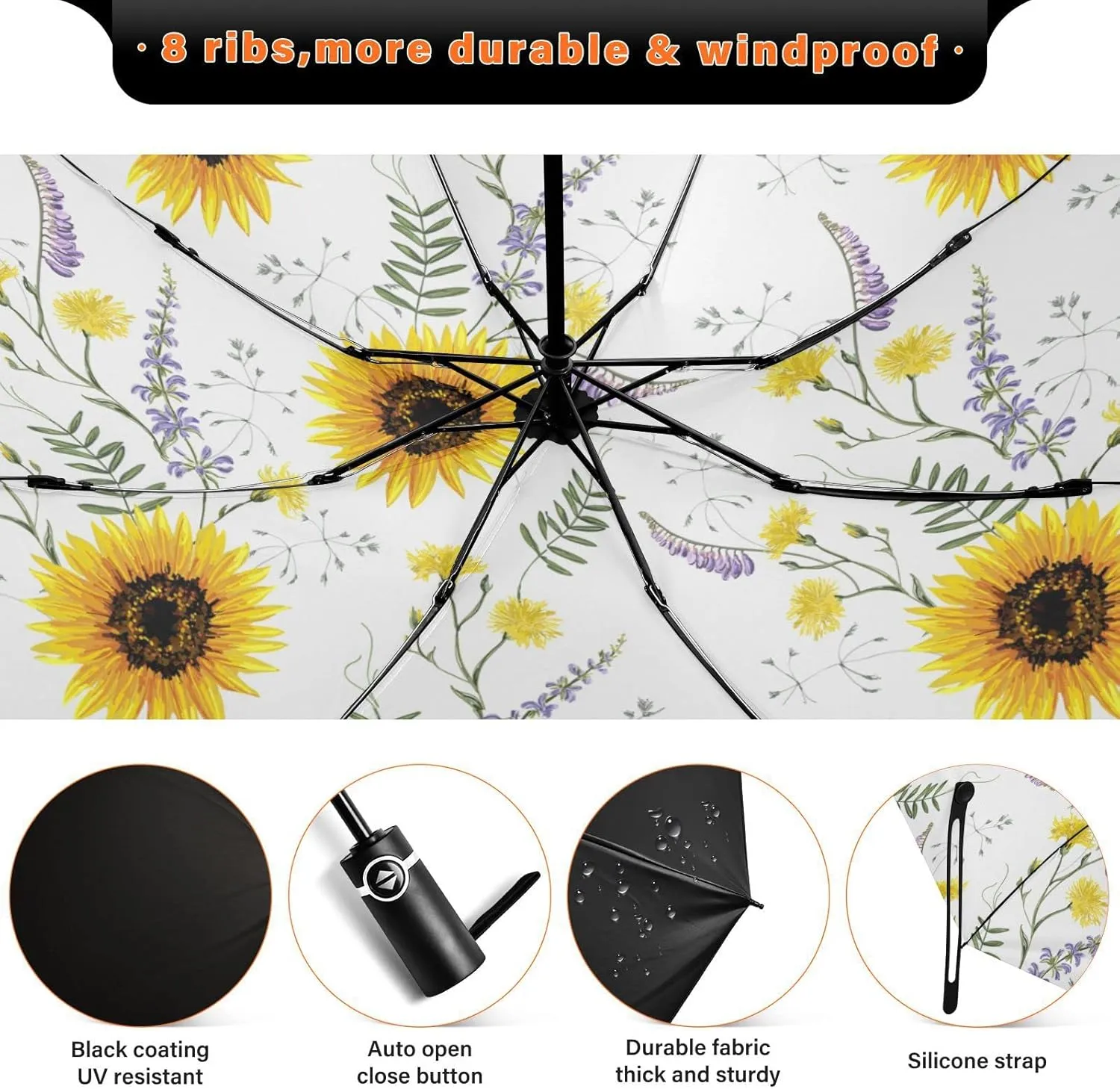 Oyihfvs Automatic Umbrella, Folding Umbrella Reinforced Anti-UV Sun rain Auto Open/Close