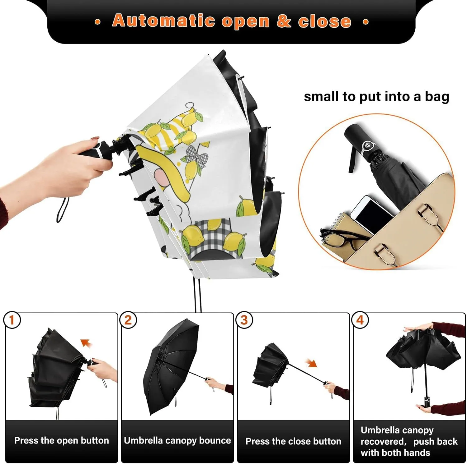 Oyihfvs Automatic Umbrella, Folding Umbrella Reinforced Anti-UV Sun rain Auto Open/Close