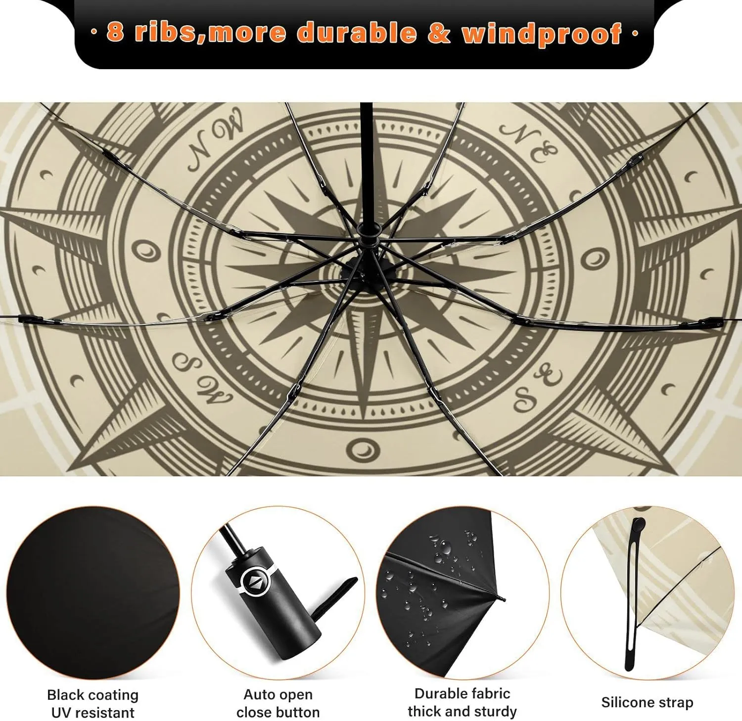 Oyihfvs Automatic Umbrella, Folding Umbrella Reinforced Anti-UV Sun rain Auto Open/Close