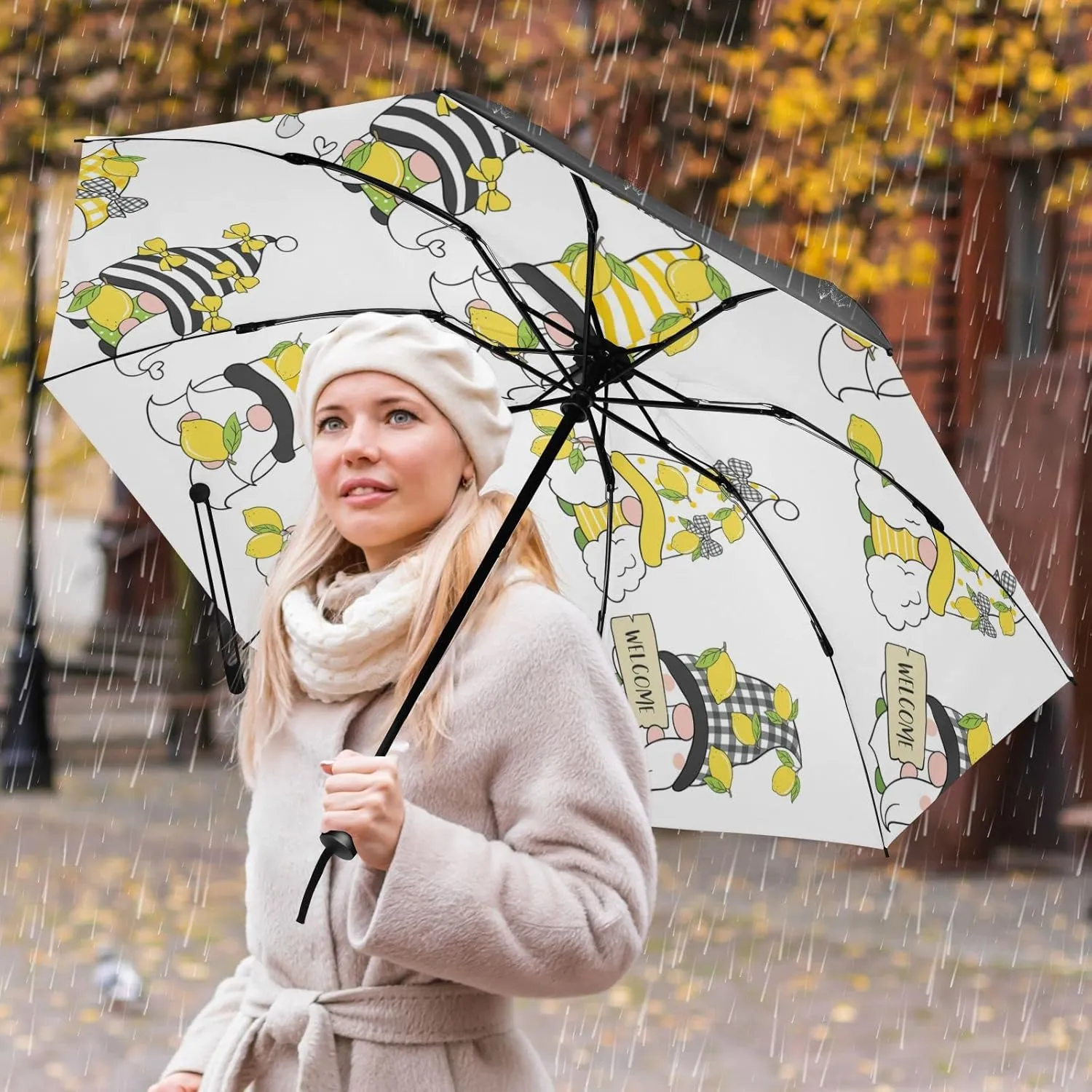 Oyihfvs Automatic Umbrella, Folding Umbrella Reinforced Anti-UV Sun rain Auto Open/Close
