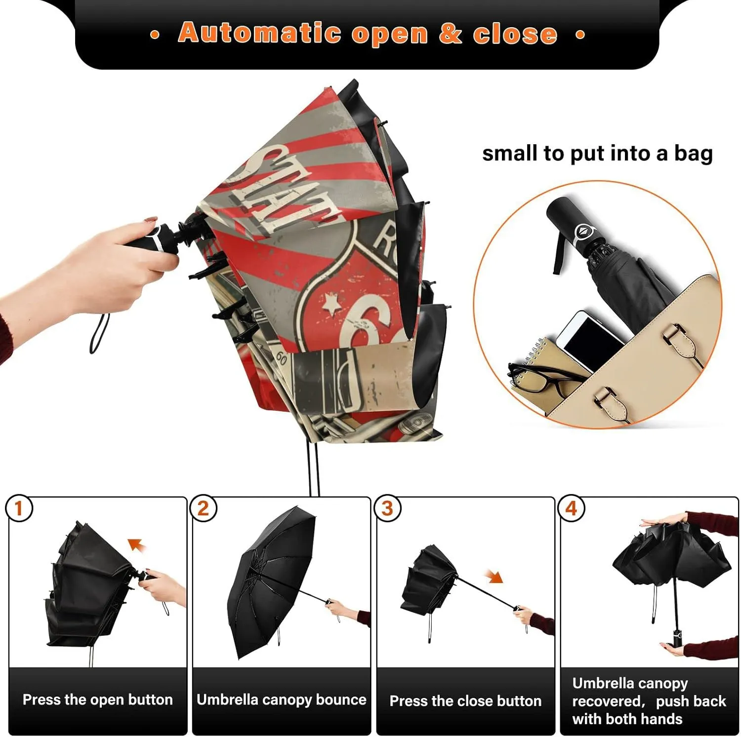 Oyihfvs Automatic Umbrella, Folding Umbrella Reinforced Anti-UV Sun rain Auto Open/Close