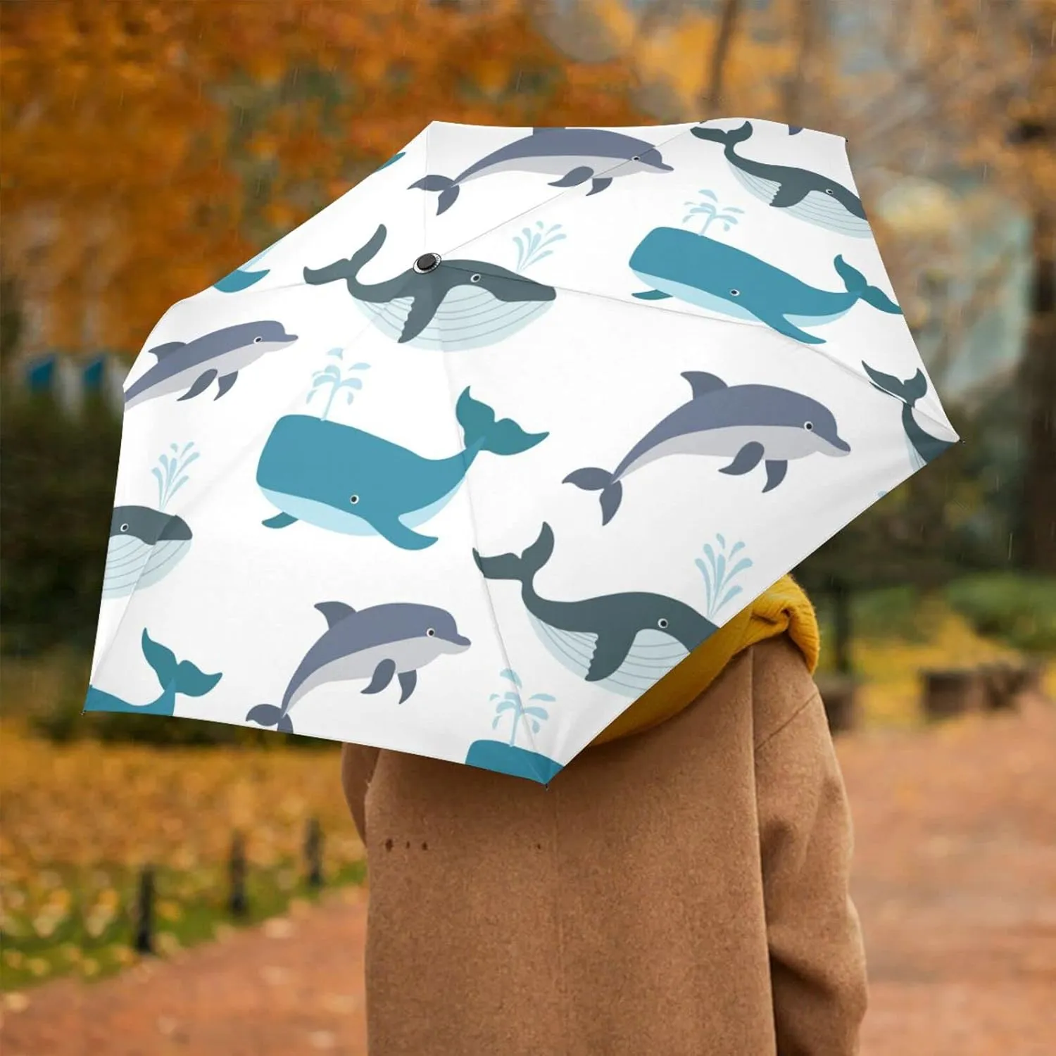 Oyihfvs Automatic Windproof Waterproof Umbrella, Folding Umbrella Reinforced Portable Compact UV Protection Sun rain Auto Open/Close