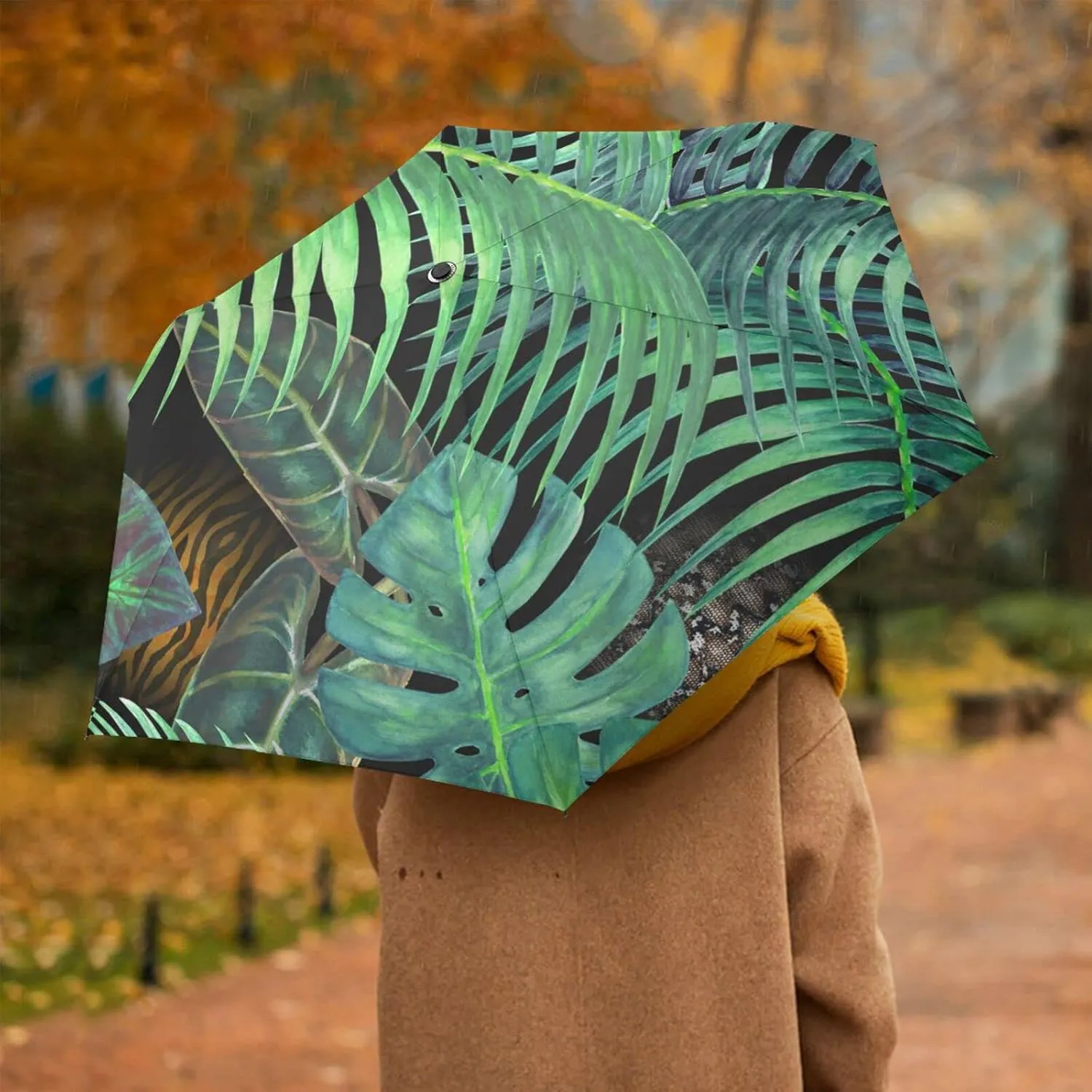 Oyihfvs Automatic Windproof Waterproof Umbrella, Folding Umbrella Reinforced Portable Compact UV Protection Sun rain Auto Open/Close