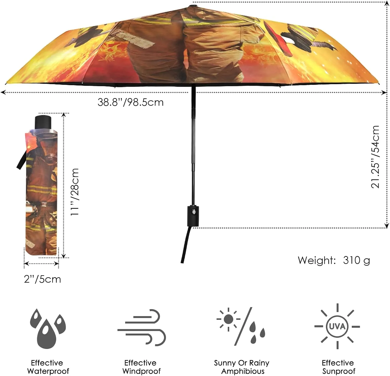 Oyihfvs Automatic Windproof Waterproof Umbrella, Folding Umbrella Reinforced Portable Compact UV Protection Sun rain Auto Open/Close