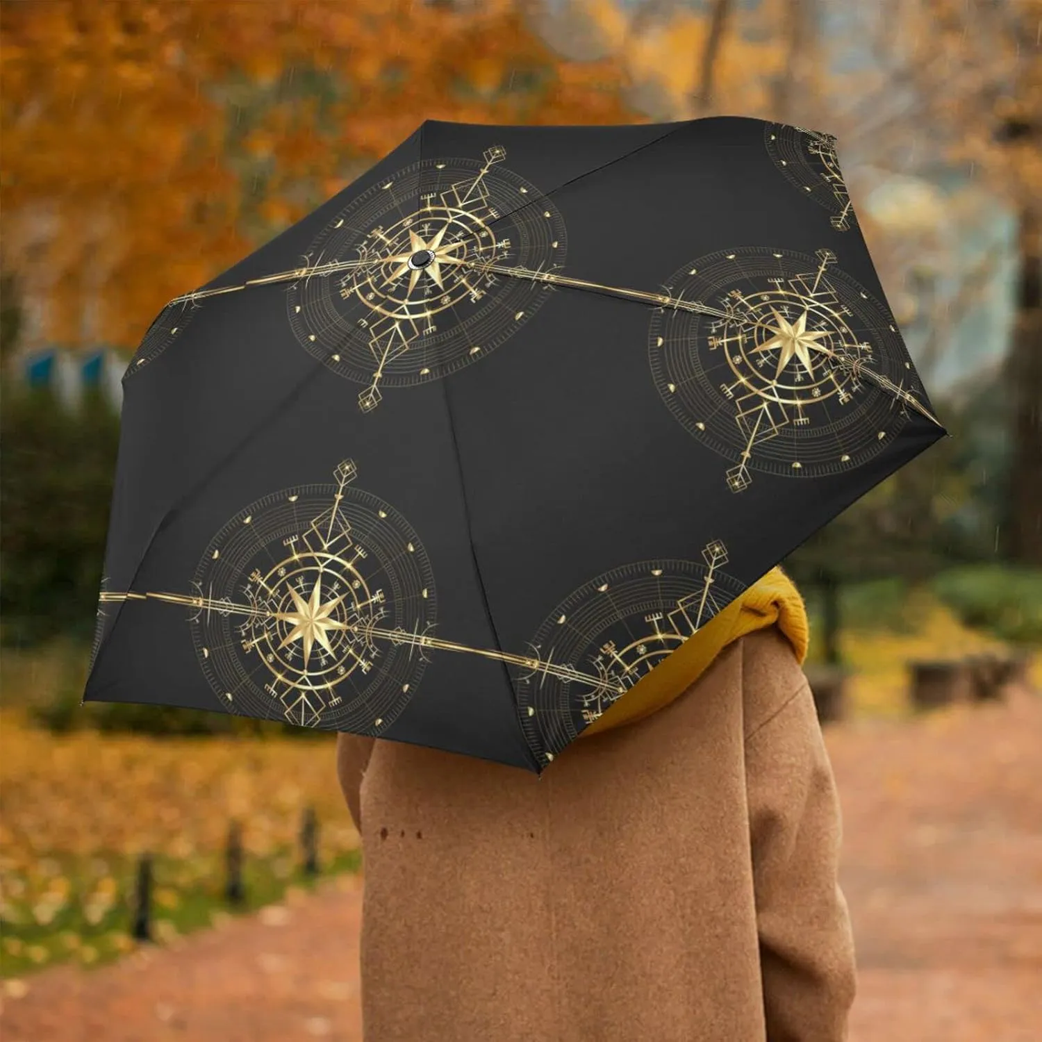 Oyihfvs Automatic Windproof Waterproof Umbrella, Folding Umbrella Reinforced Portable Compact UV Protection Sun rain Auto Open/Close