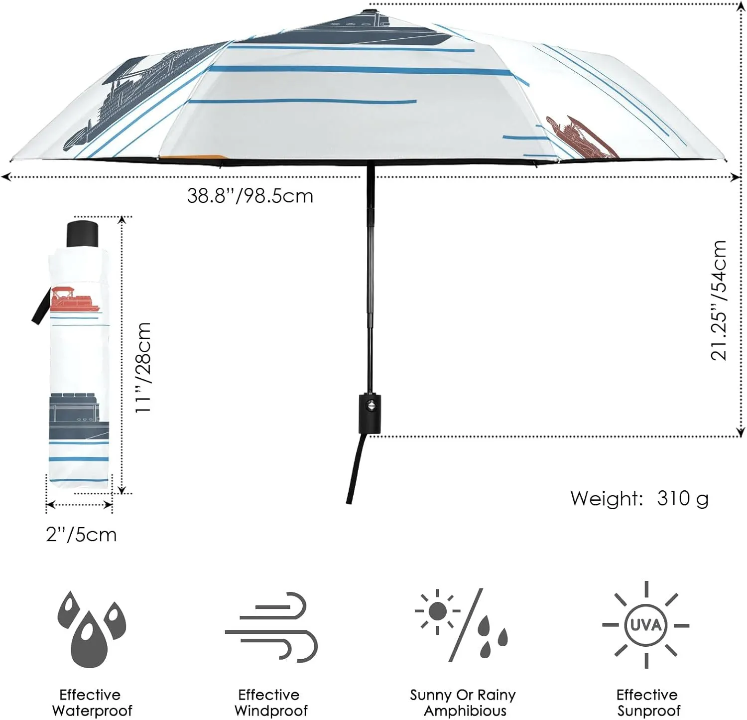 Oyihfvs Automatic Windproof Waterproof Umbrella, Folding Umbrella Reinforced Portable Compact UV Protection Sun rain Auto Open/Close