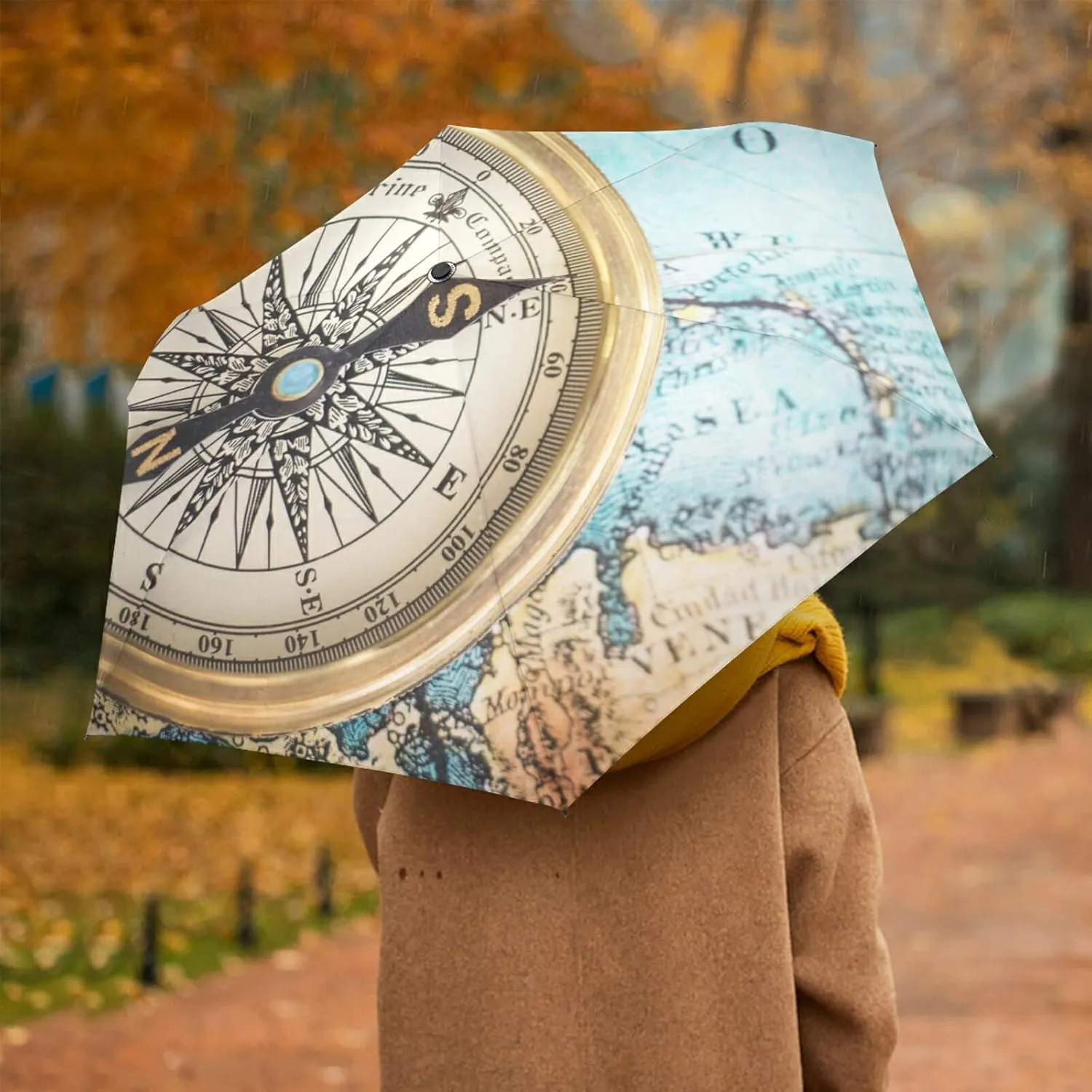 Oyihfvs Automatic Windproof Waterproof Umbrella, Folding Umbrella Reinforced Portable Compact UV Protection Sun rain Auto Open/Close