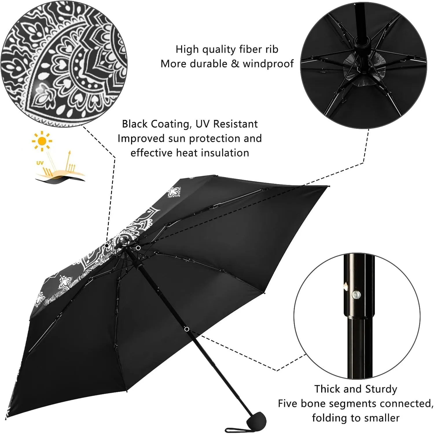 Oyihfvs Parasol Folding Umbrella, Reinforced Windproof Waterproof, Portable Compact Anti-UV Sun Rain Protection for Travel Outdoor