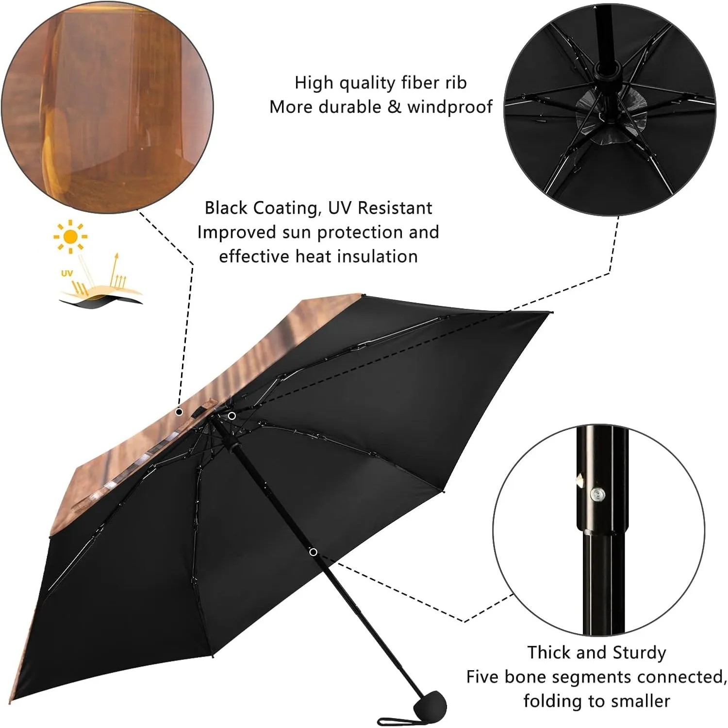Oyihfvs Parasol Folding Umbrella, Reinforced Windproof Waterproof, Portable Compact Anti-UV Sun Rain Protection for Travel Outdoor