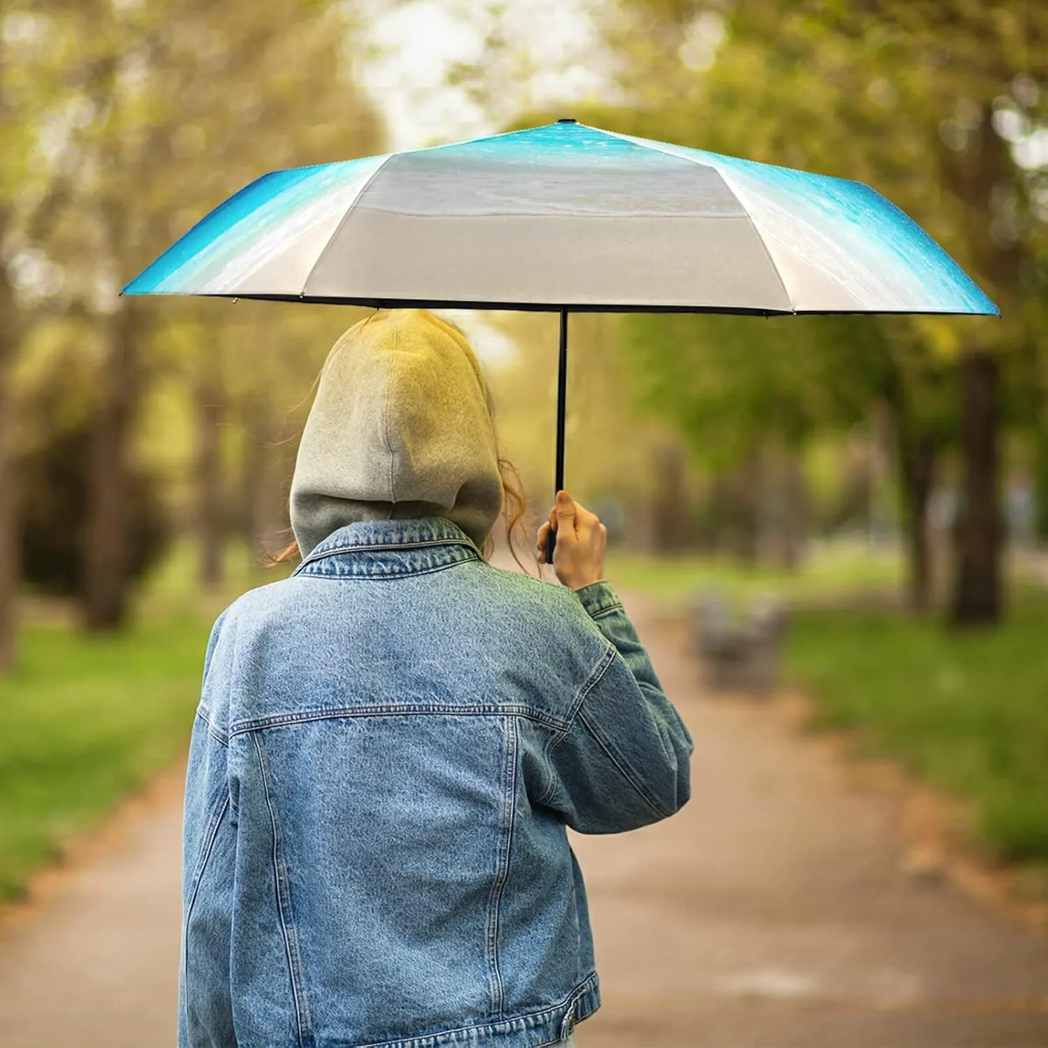 Oyihfvs Parasol Folding Umbrella, Reinforced Windproof Waterproof, Portable Compact Anti-UV Sun Rain Protection for Travel Outdoor