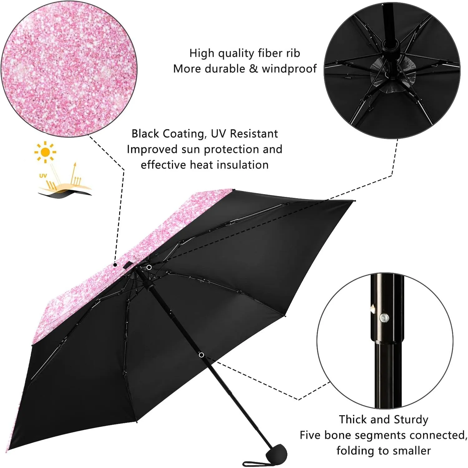Oyihfvs Parasol Folding Umbrella, Reinforced Windproof Waterproof, Portable Compact Anti-UV Sun Rain Protection for Travel Outdoor