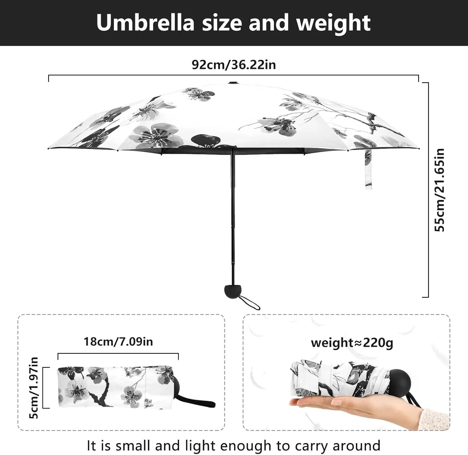 Oyihfvs Parasol Folding Umbrella, Reinforced Windproof Waterproof, Portable Compact Anti-UV Sun Rain Protection for Travel Outdoor
