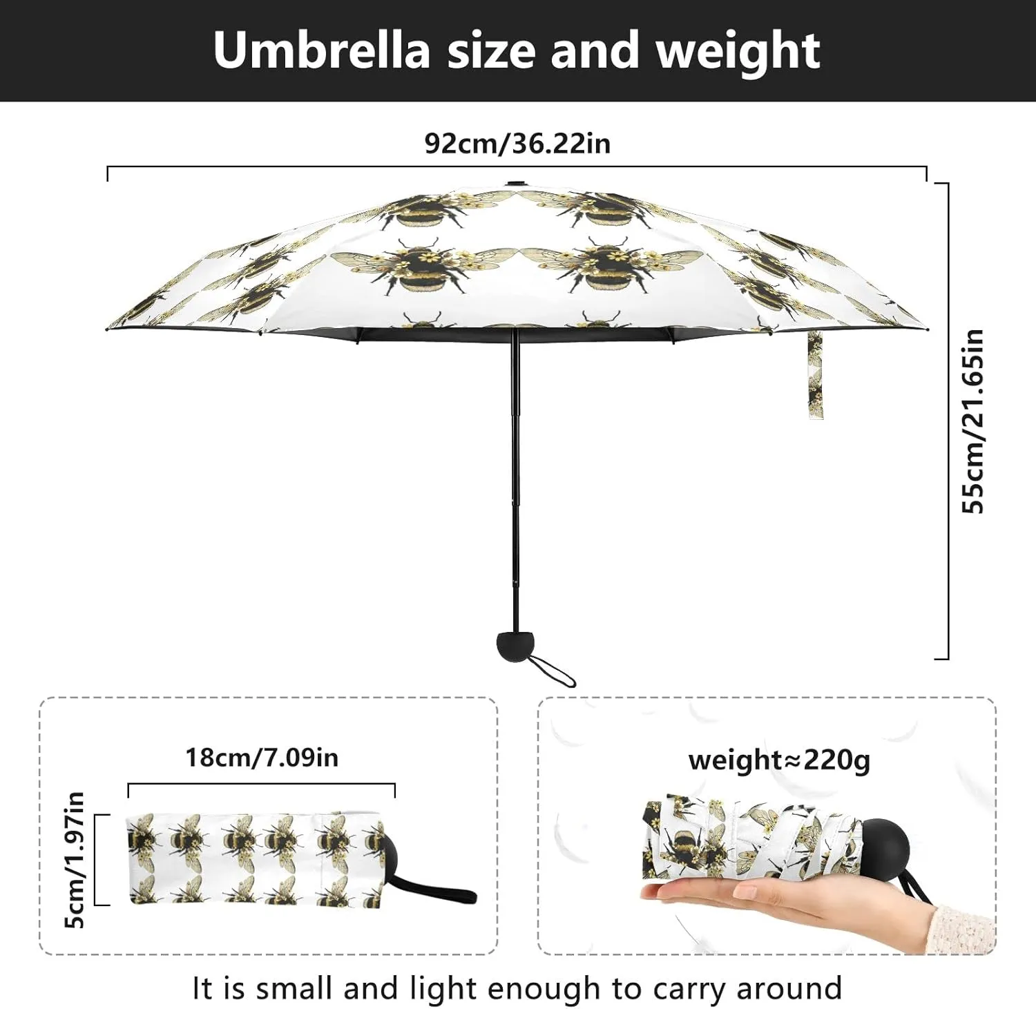 Oyihfvs Parasol Folding Umbrella, Reinforced Windproof Waterproof, Portable Compact Anti-UV Sun Rain Protection for Travel Outdoor