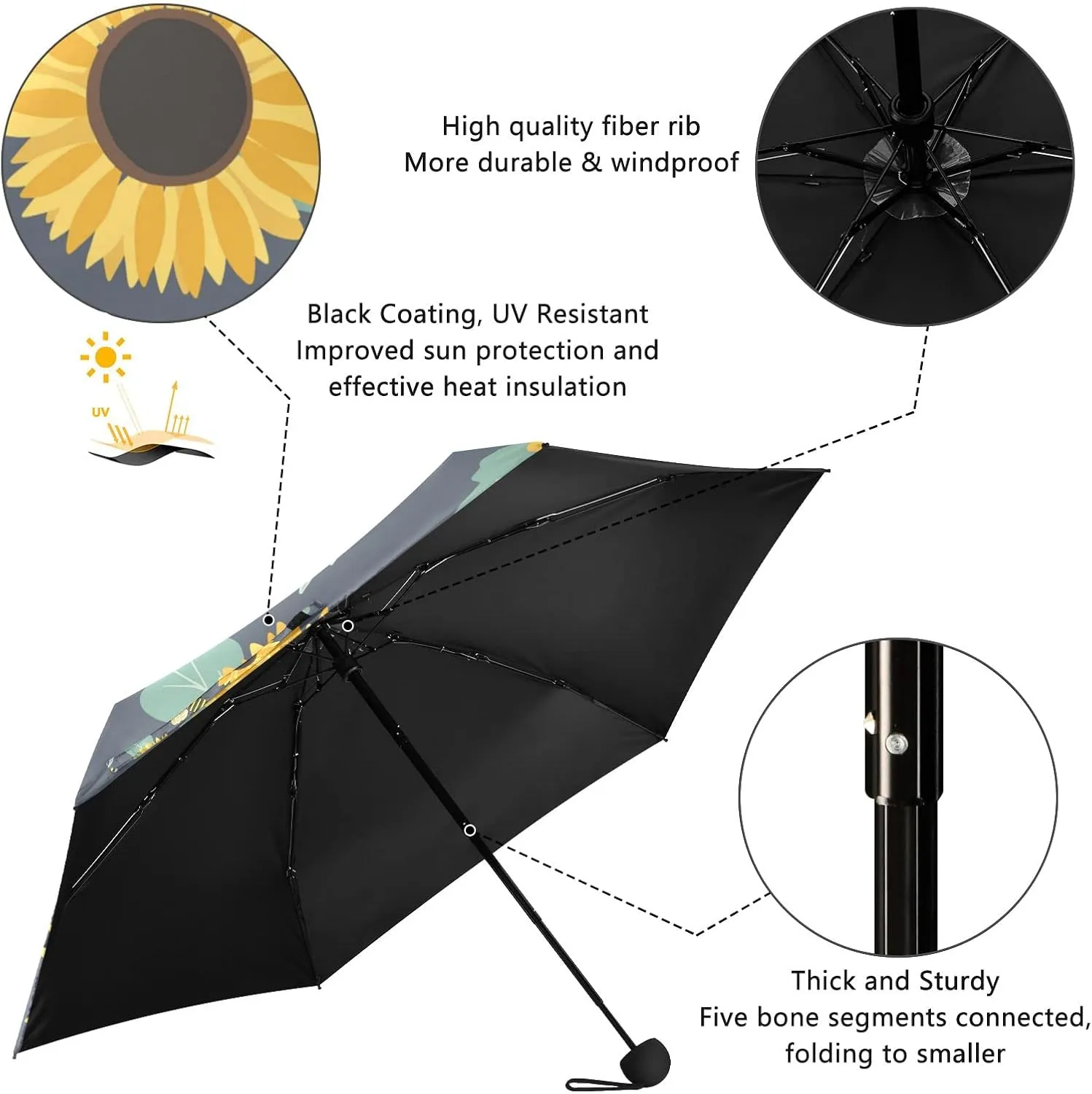 Oyihfvs Parasol Folding Umbrella, Reinforced Windproof Waterproof, Portable Compact Anti-UV Sun Rain Protection for Travel Outdoor