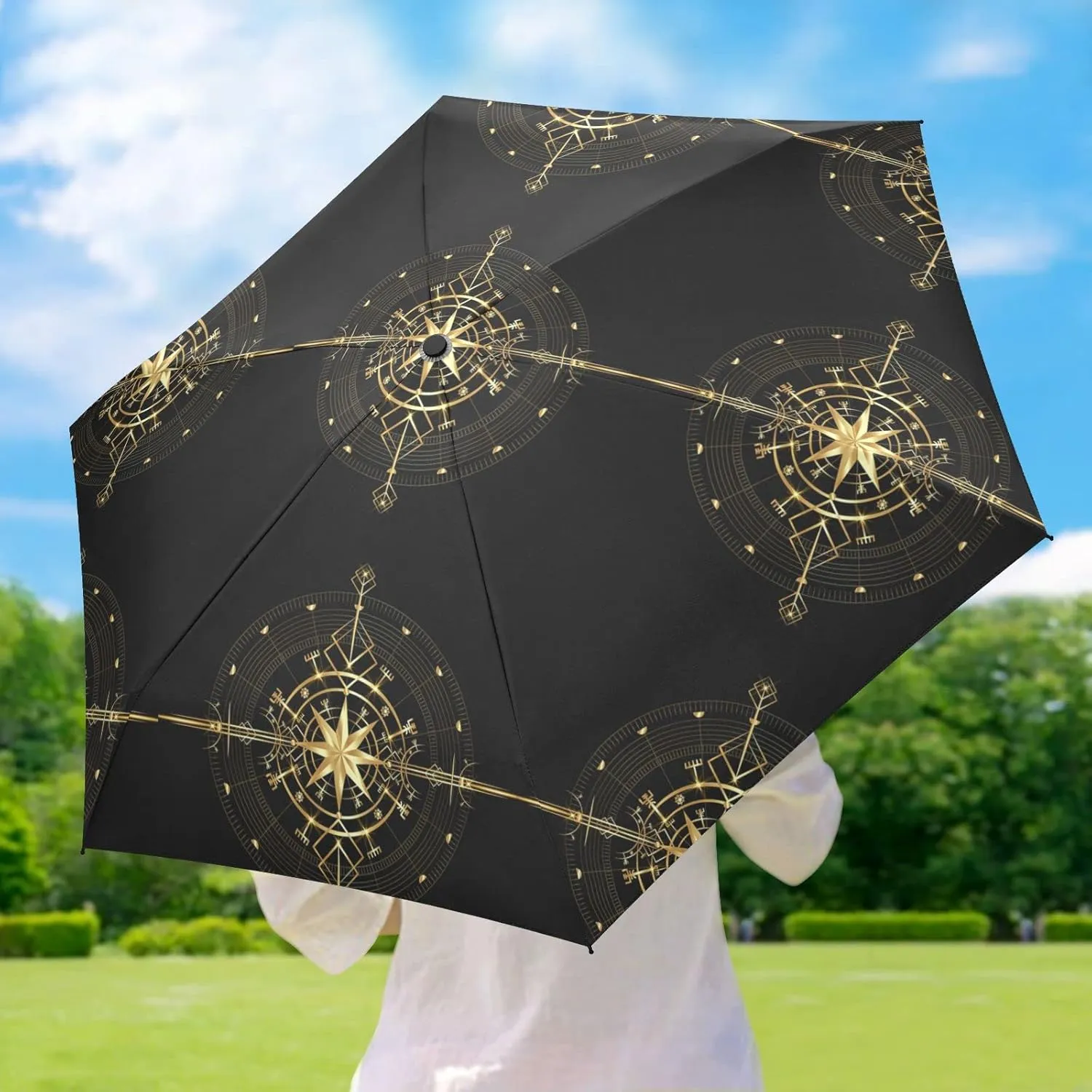 Oyihfvs Parasol Folding Umbrella, Reinforced Windproof Waterproof, Portable Compact Anti-UV Sun Rain Protection for Travel Outdoor