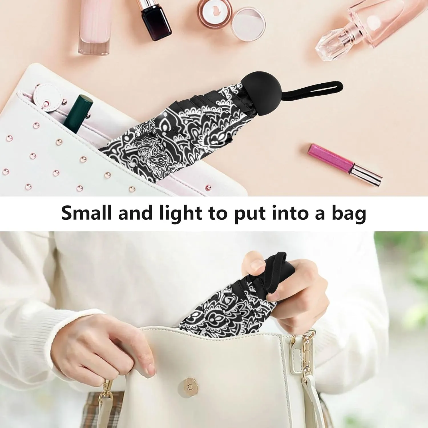Oyihfvs Parasol Folding Umbrella, Reinforced Windproof Waterproof, Portable Compact Anti-UV Sun Rain Protection for Travel Outdoor