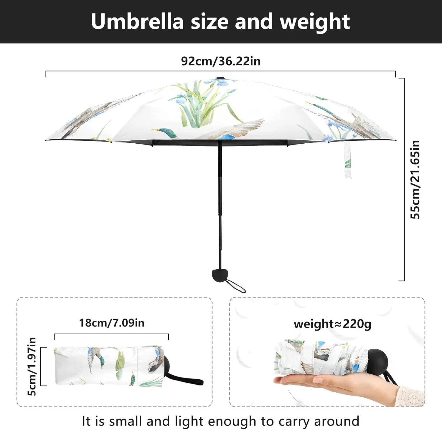 Oyihfvs Parasol Folding Umbrella, Reinforced Windproof Waterproof, Portable Compact Anti-UV Sun Rain Protection for Travel Outdoor