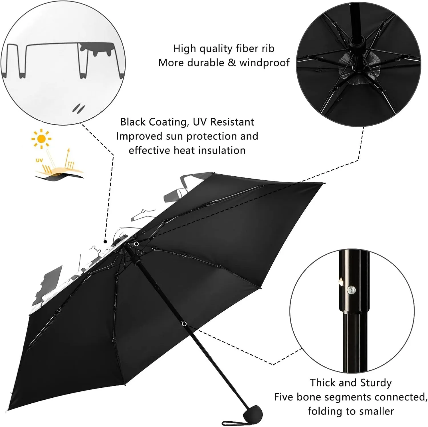 Oyihfvs Parasol Folding Umbrella, Reinforced Windproof Waterproof, Portable Compact Anti-UV Sun Rain Protection for Travel Outdoor