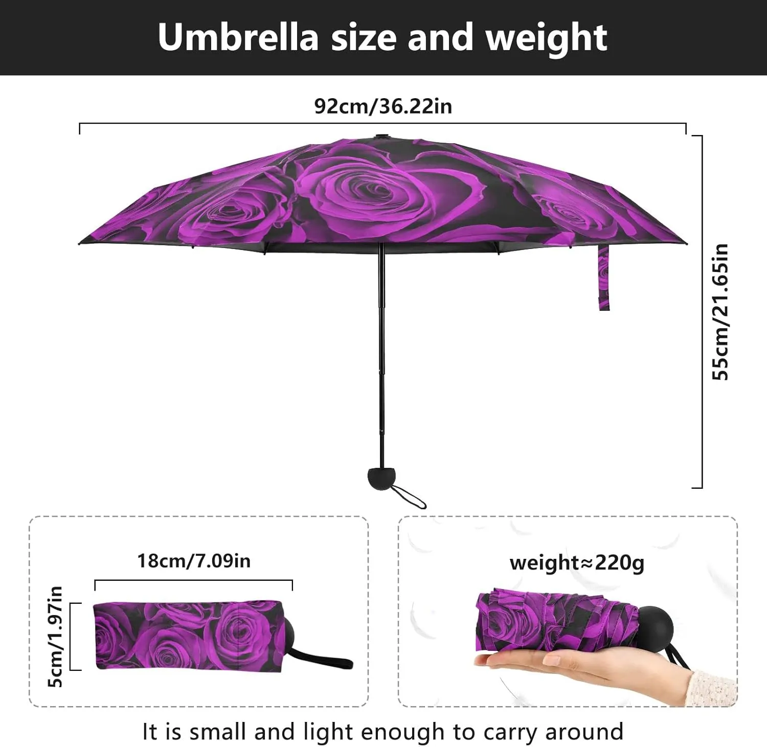 Oyihfvs Parasol Folding Umbrella, Reinforced Windproof Waterproof, Portable Compact Anti-UV Sun Rain Protection for Travel Outdoor