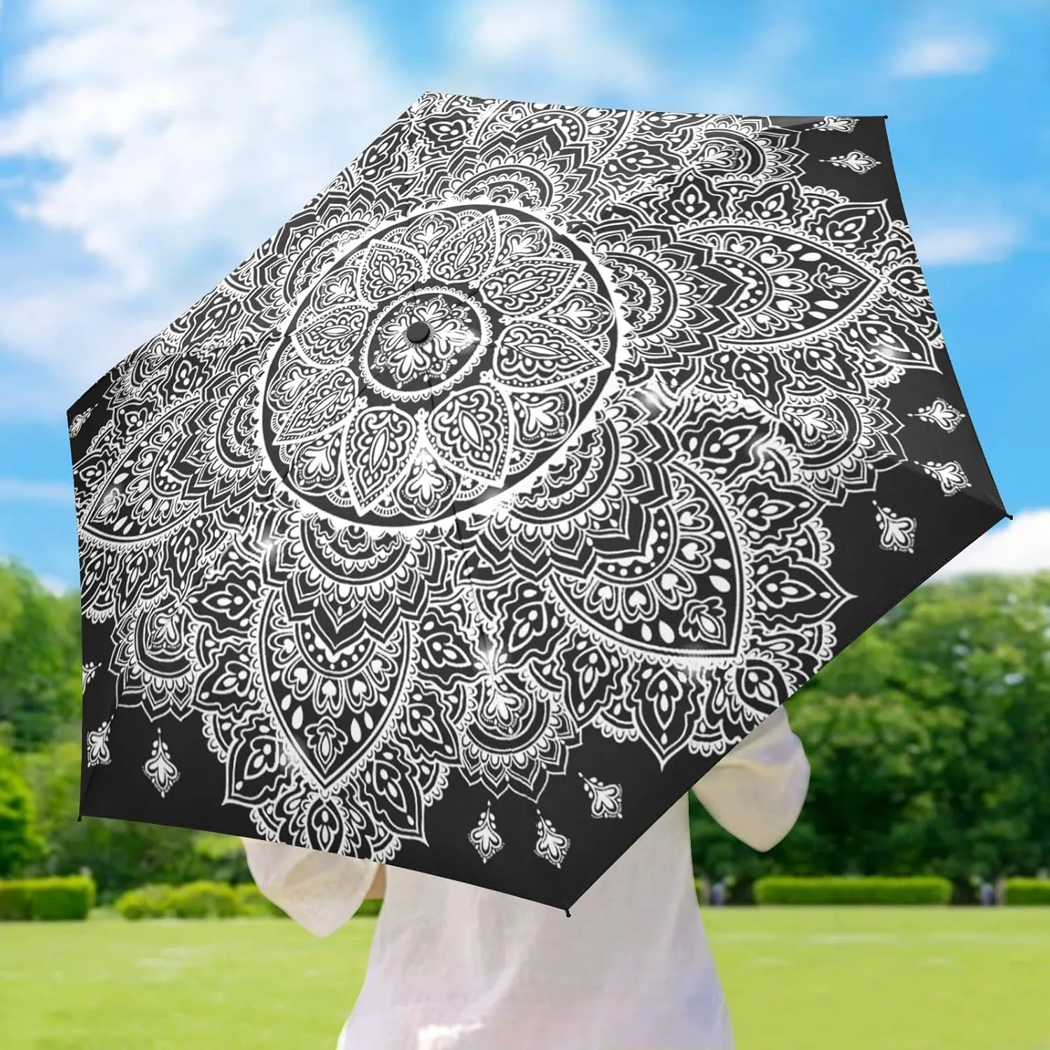 Oyihfvs Parasol Folding Umbrella, Reinforced Windproof Waterproof, Portable Compact Anti-UV Sun Rain Protection for Travel Outdoor