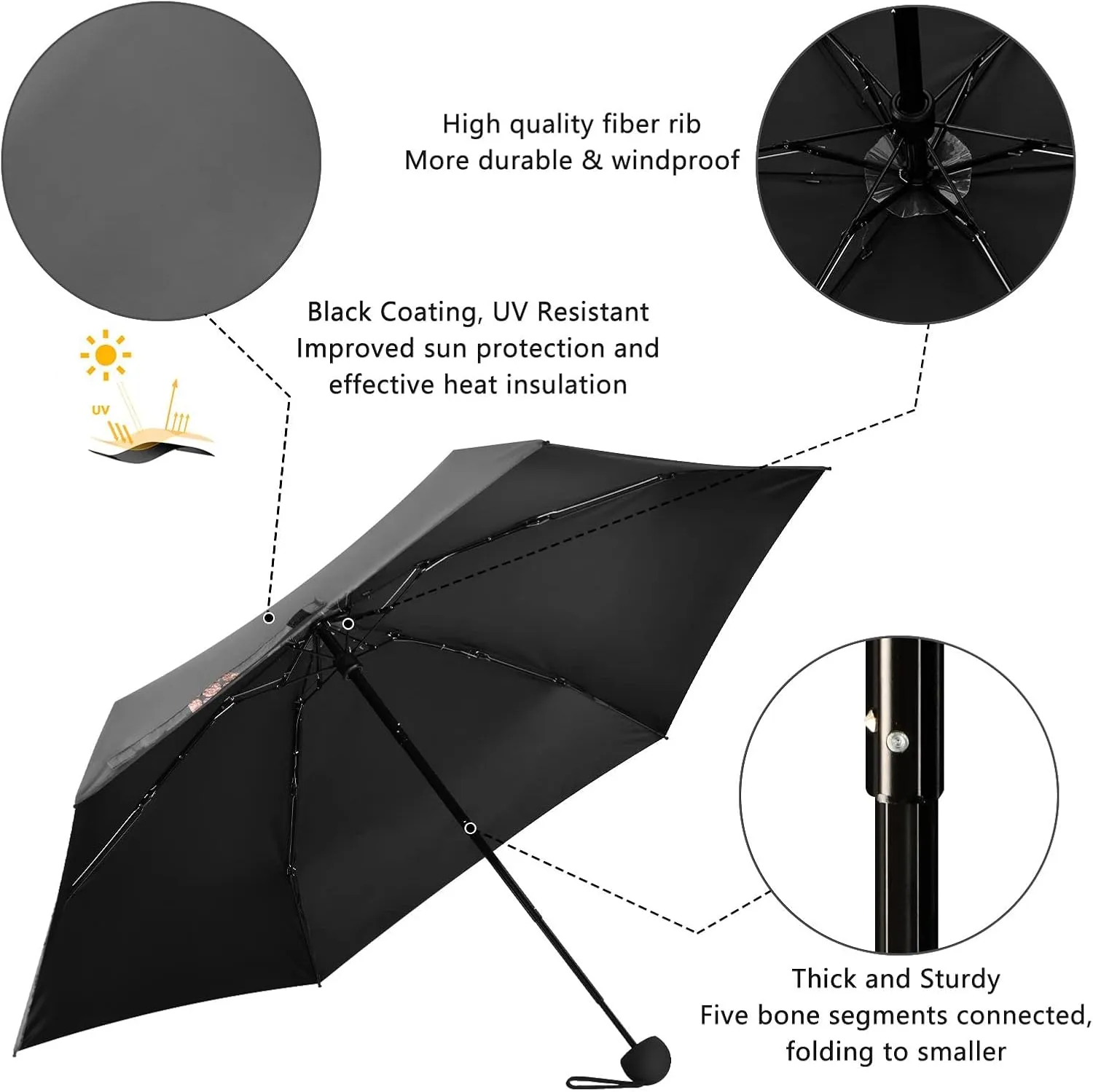 Oyihfvs Parasol Folding Umbrella, Reinforced Windproof Waterproof, Portable Compact Anti-UV Sun Rain Protection for Travel Outdoor