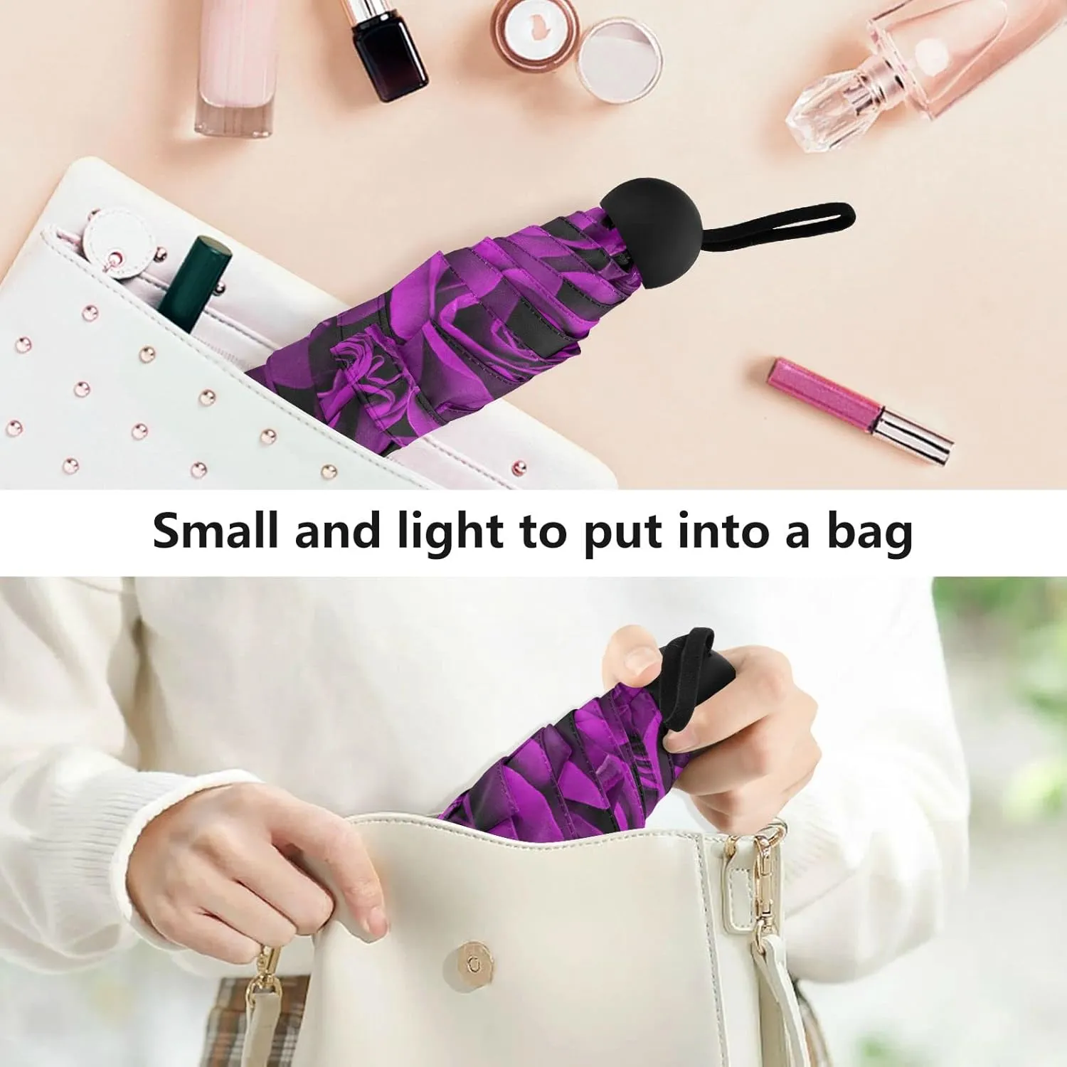 Oyihfvs Parasol Folding Umbrella, Reinforced Windproof Waterproof, Portable Compact Anti-UV Sun Rain Protection for Travel Outdoor