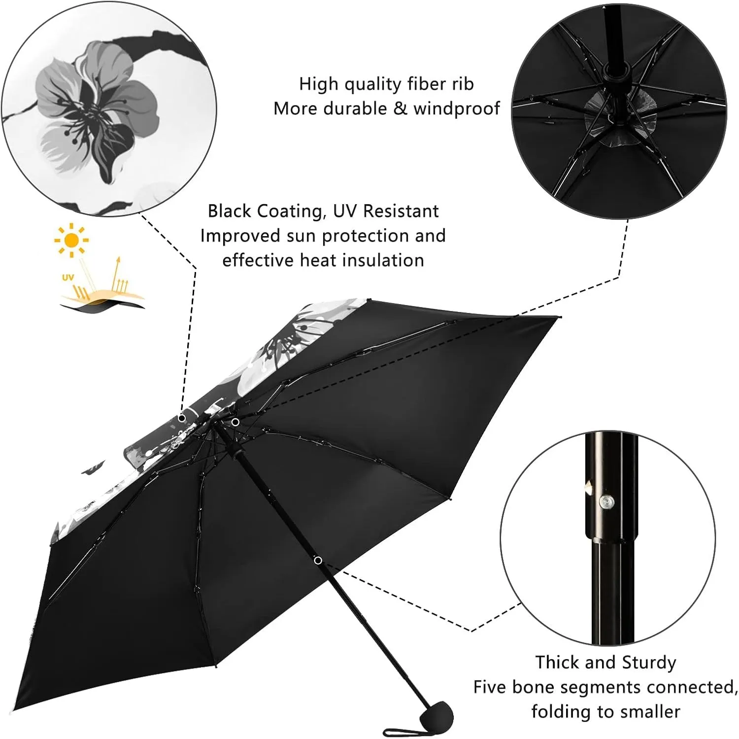Oyihfvs Parasol Folding Umbrella, Reinforced Windproof Waterproof, Portable Compact Anti-UV Sun Rain Protection for Travel Outdoor