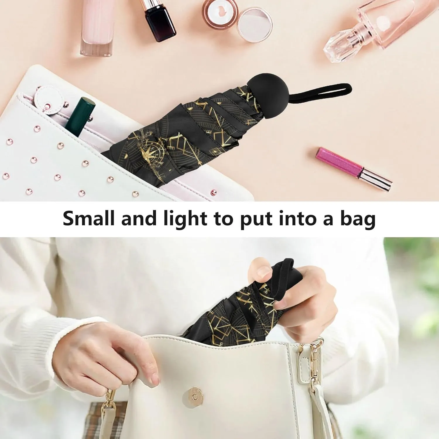 Oyihfvs Parasol Folding Umbrella, Reinforced Windproof Waterproof, Portable Compact Anti-UV Sun Rain Protection for Travel Outdoor