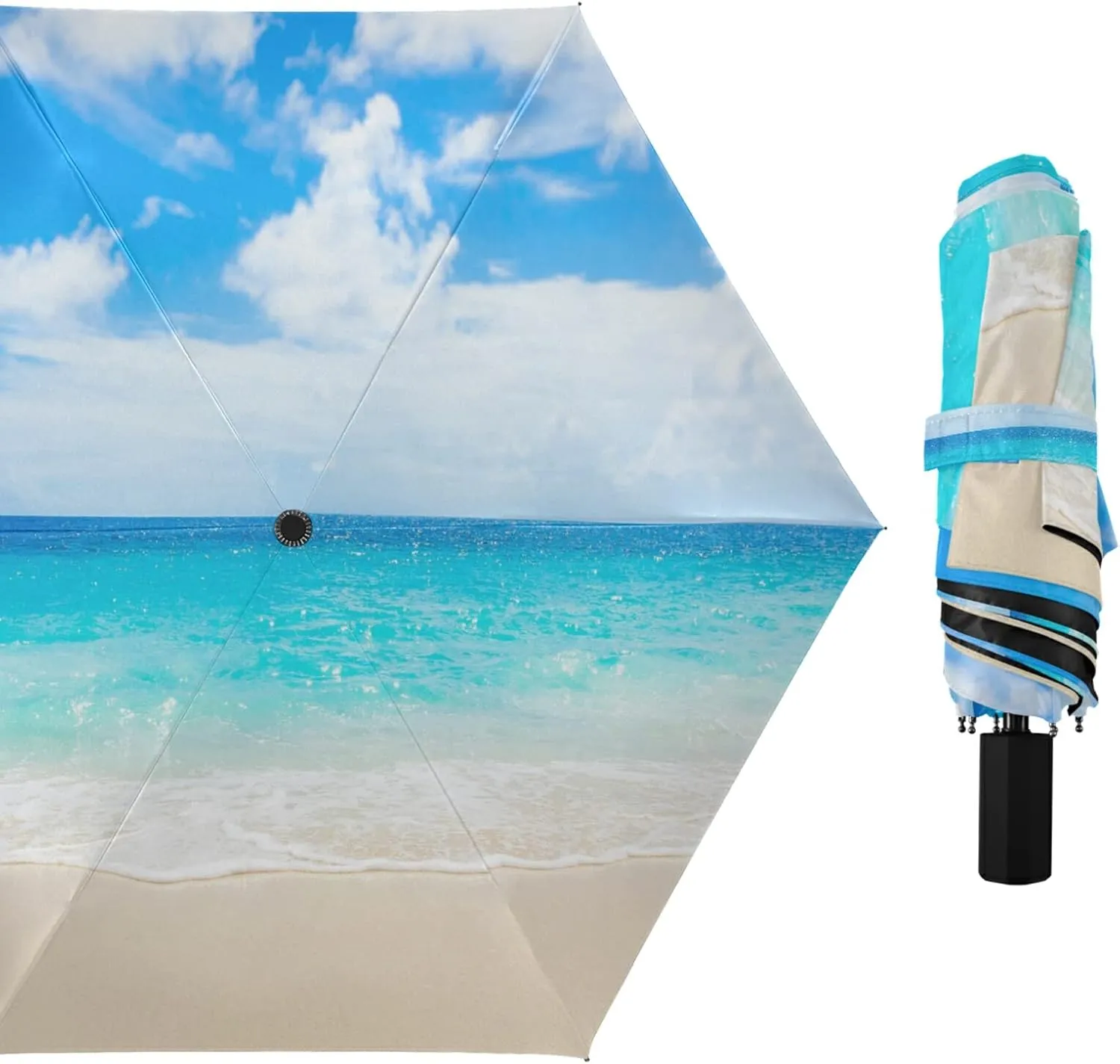 Oyihfvs Parasol Folding Umbrella, Reinforced Windproof Waterproof, Portable Compact Anti-UV Sun Rain Protection for Travel Outdoor