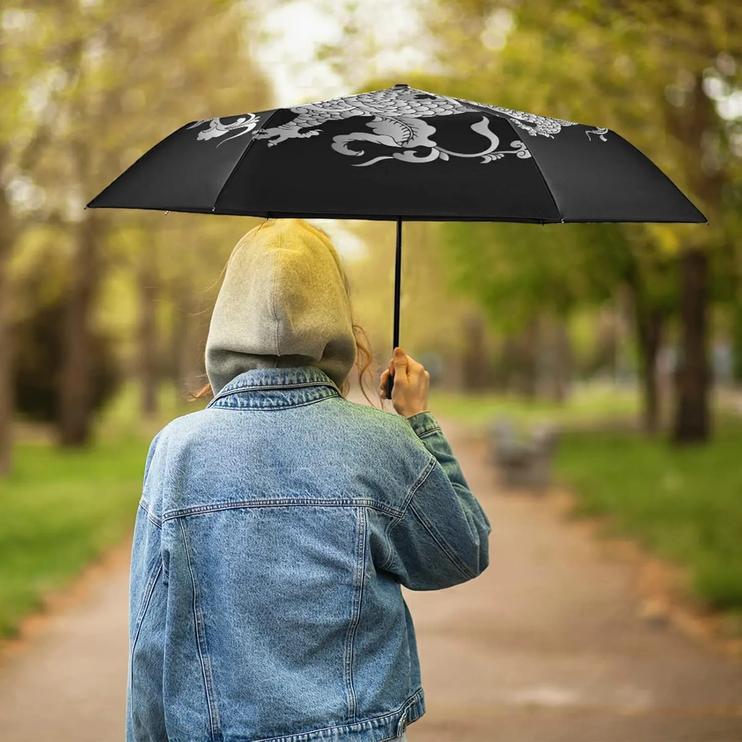 Oyihfvs Parasol Folding Umbrella, Reinforced Windproof Waterproof, Portable Compact Anti-UV Sun Rain Protection for Travel Outdoor
