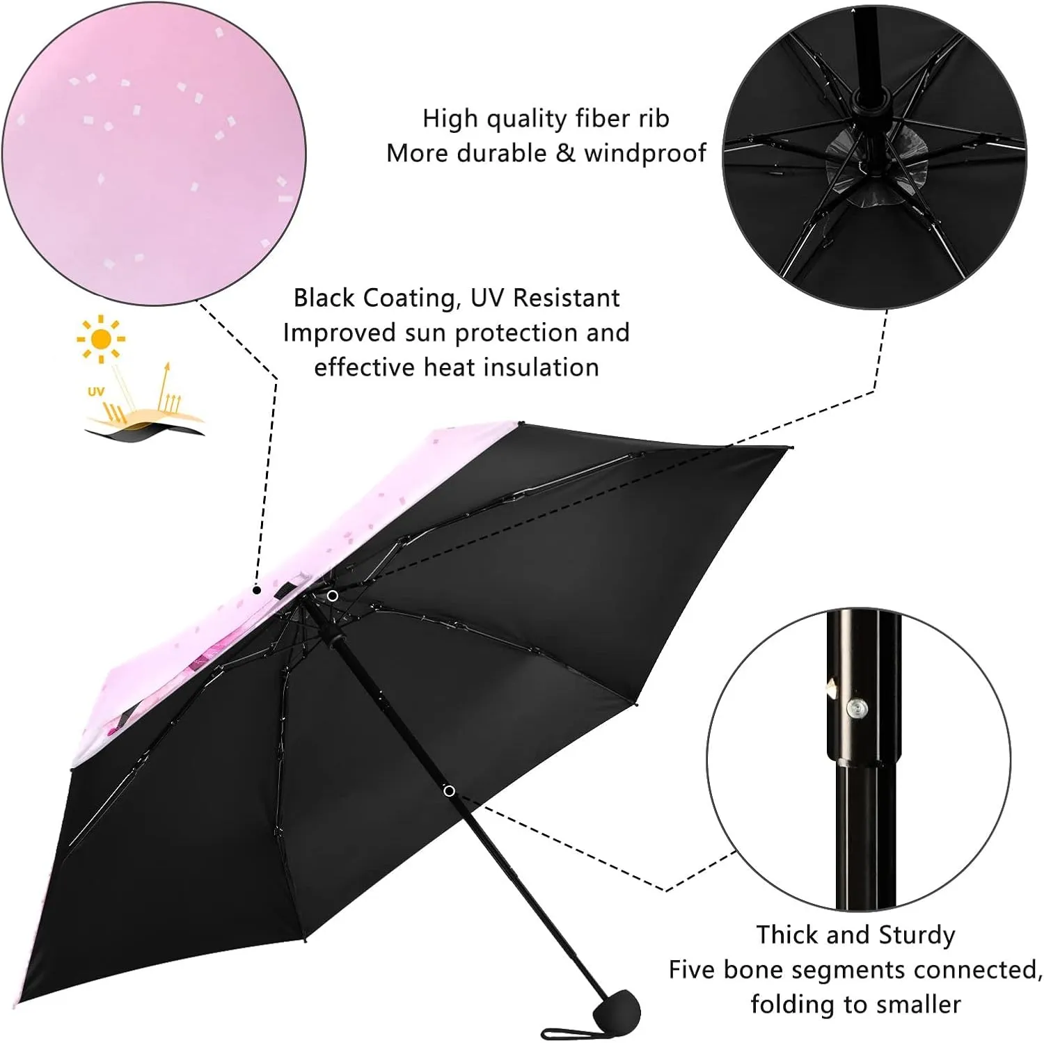Oyihfvs Parasol Folding Umbrella, Reinforced Windproof Waterproof, Portable Compact Anti-UV Sun Rain Protection for Travel Outdoor
