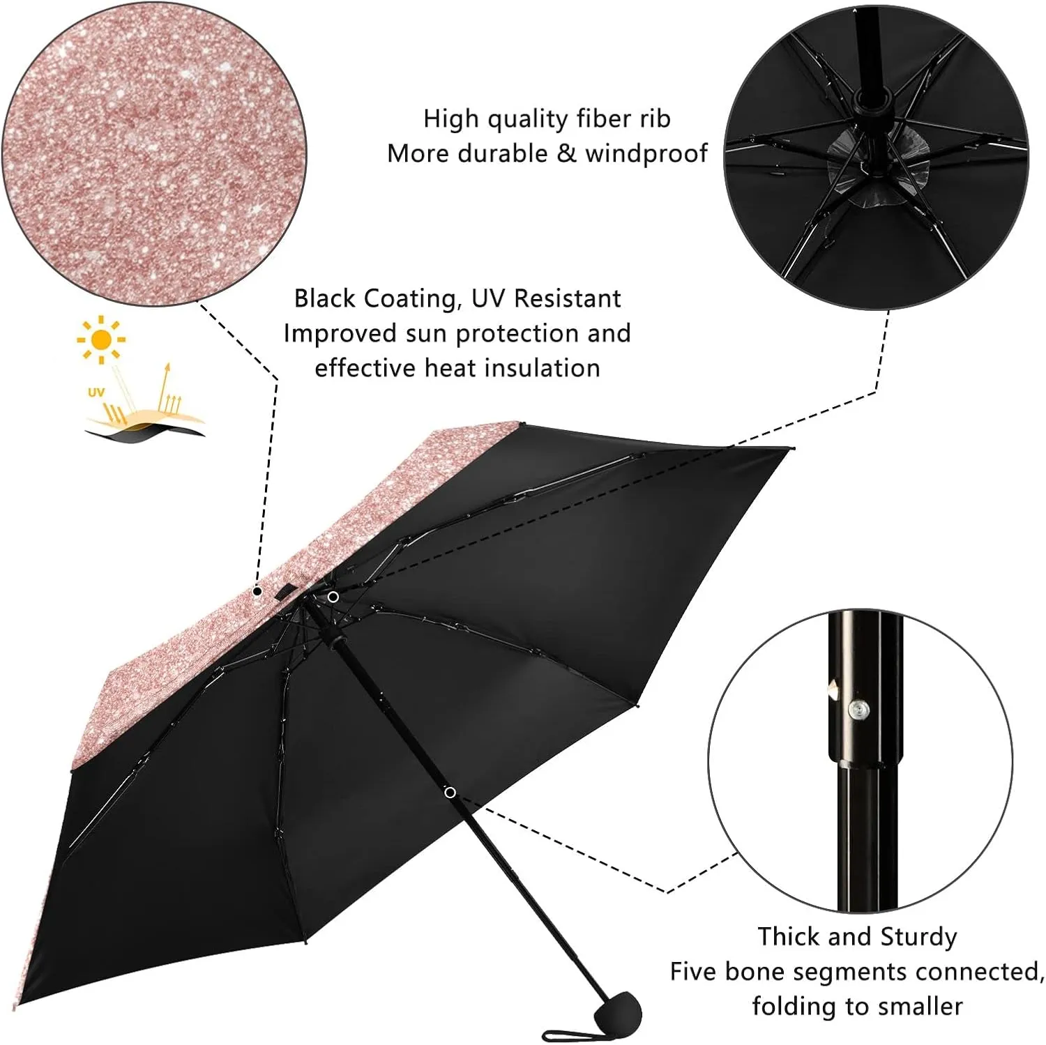 Oyihfvs Parasol Folding Umbrella, Reinforced Windproof Waterproof, Portable Compact Anti-UV Sun Rain Protection for Travel Outdoor