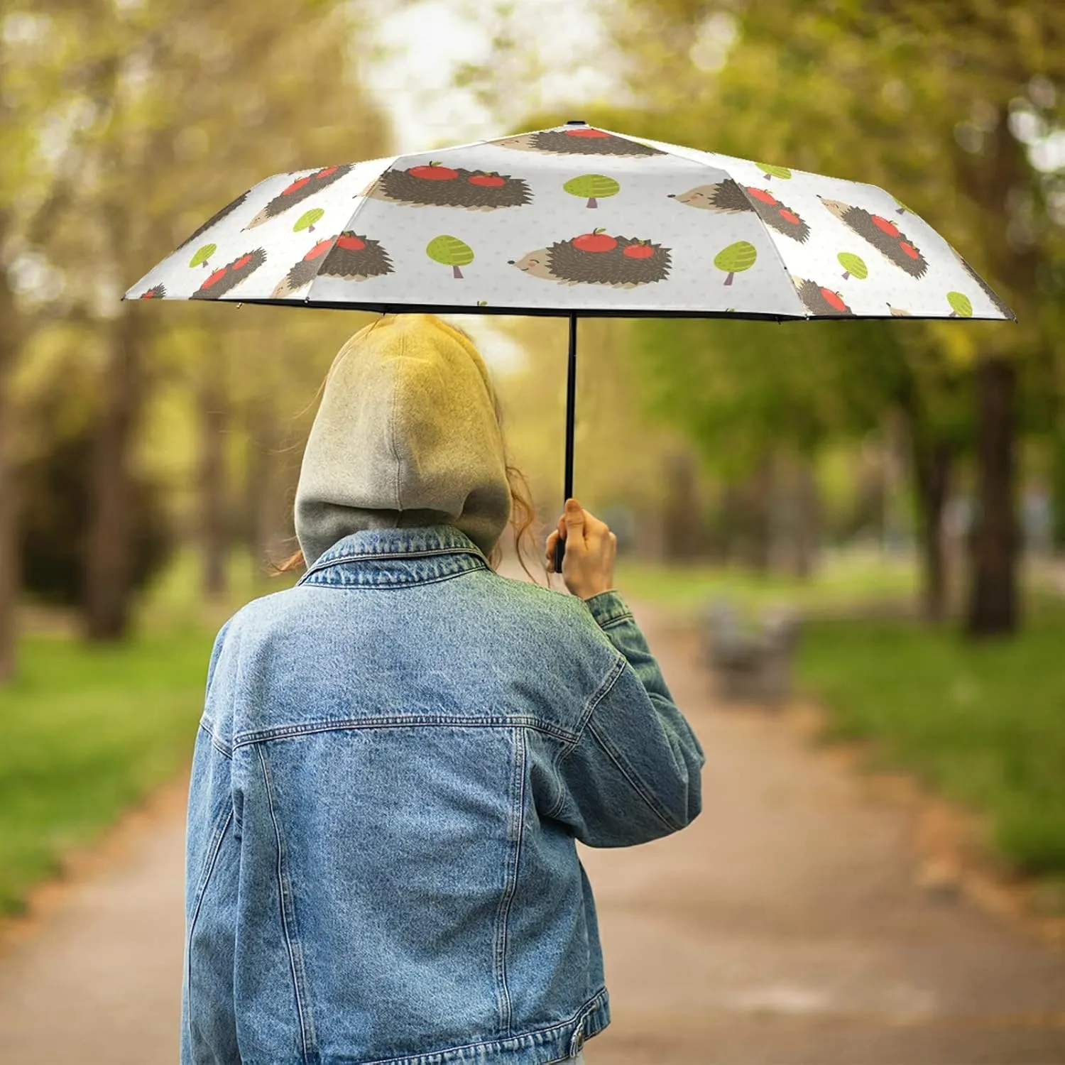 Oyihfvs Parasol Folding Umbrella, Reinforced Windproof Waterproof, Portable Compact Anti-UV Sun Rain Protection for Travel Outdoor