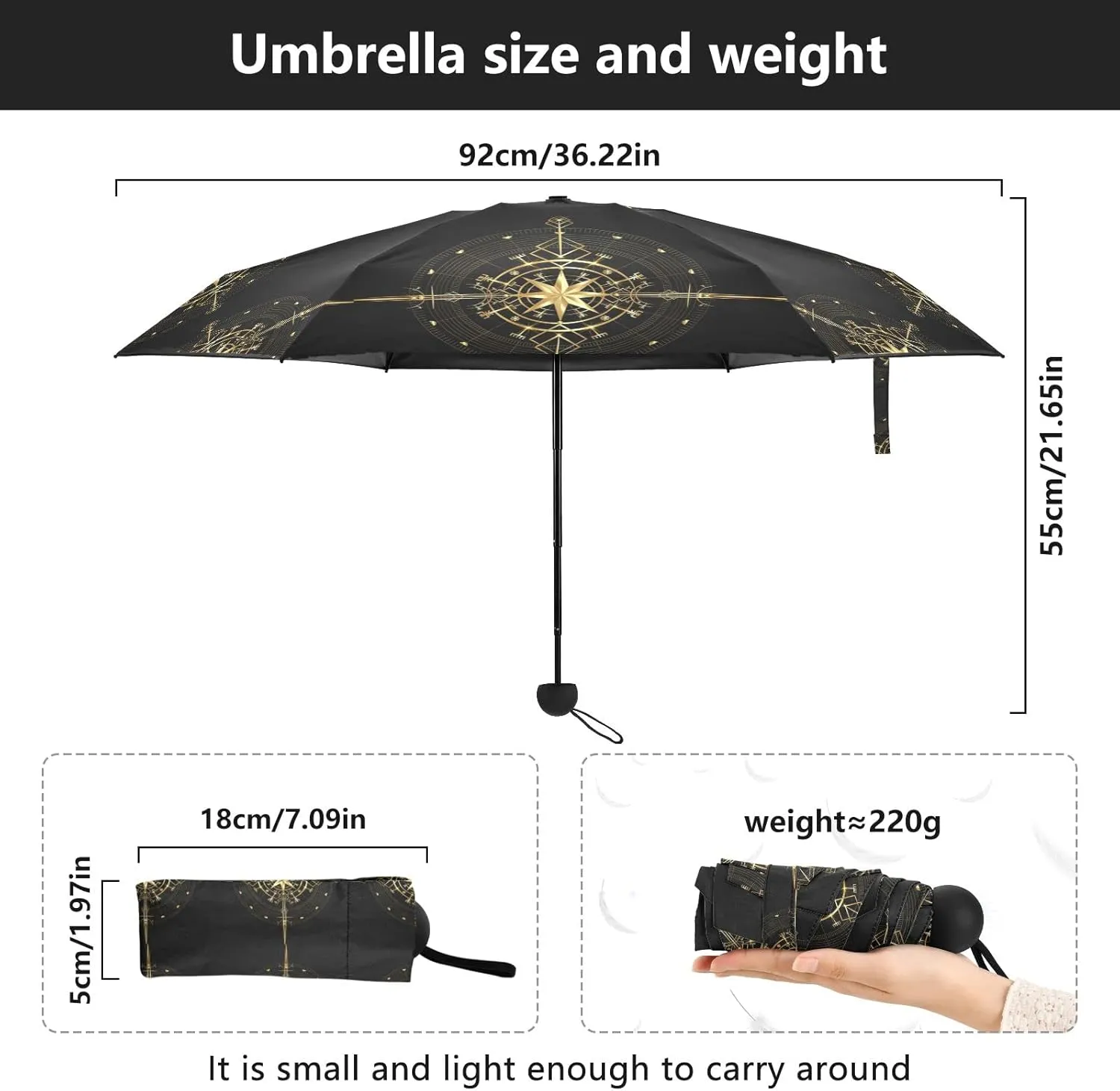 Oyihfvs Parasol Folding Umbrella, Reinforced Windproof Waterproof, Portable Compact Anti-UV Sun Rain Protection for Travel Outdoor