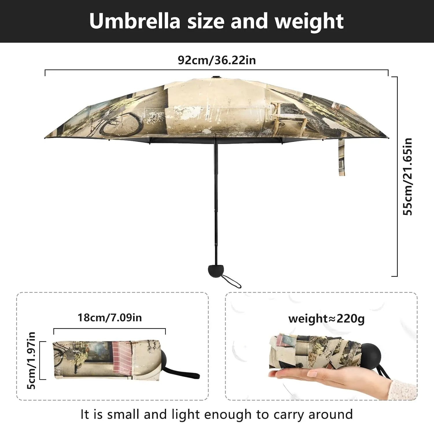 Oyihfvs Parasol Folding Umbrella, Reinforced Windproof Waterproof, Portable Compact Anti-UV Sun Rain Protection for Travel Outdoor