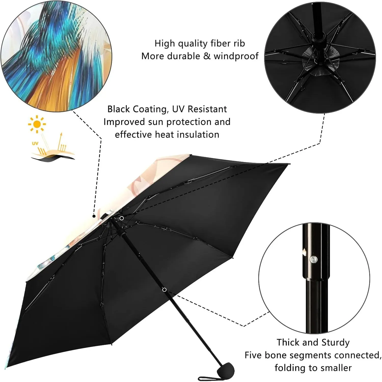 Oyihfvs Parasol Folding Umbrella, Reinforced Windproof Waterproof, Portable Compact Anti-UV Sun Rain Protection for Travel Outdoor