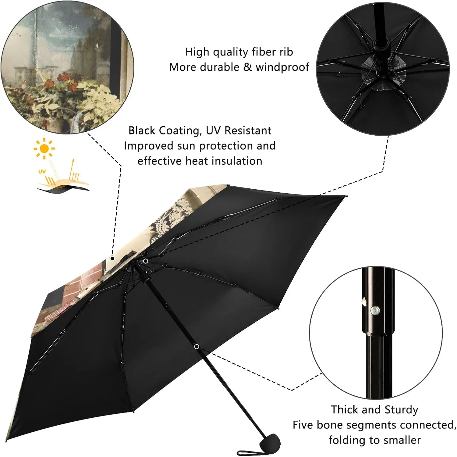 Oyihfvs Parasol Folding Umbrella, Reinforced Windproof Waterproof, Portable Compact Anti-UV Sun Rain Protection for Travel Outdoor