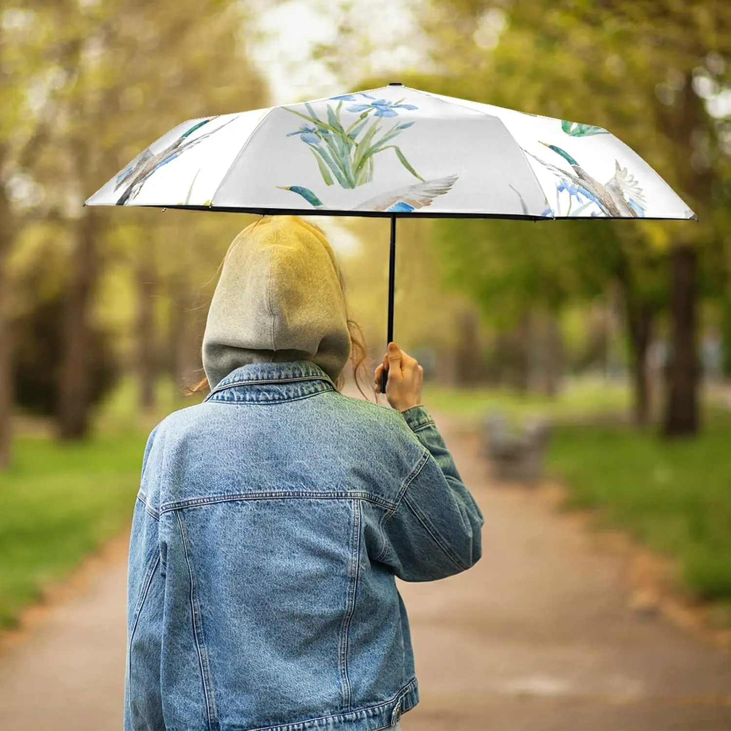 Oyihfvs Parasol Folding Umbrella, Reinforced Windproof Waterproof, Portable Compact Anti-UV Sun Rain Protection for Travel Outdoor
